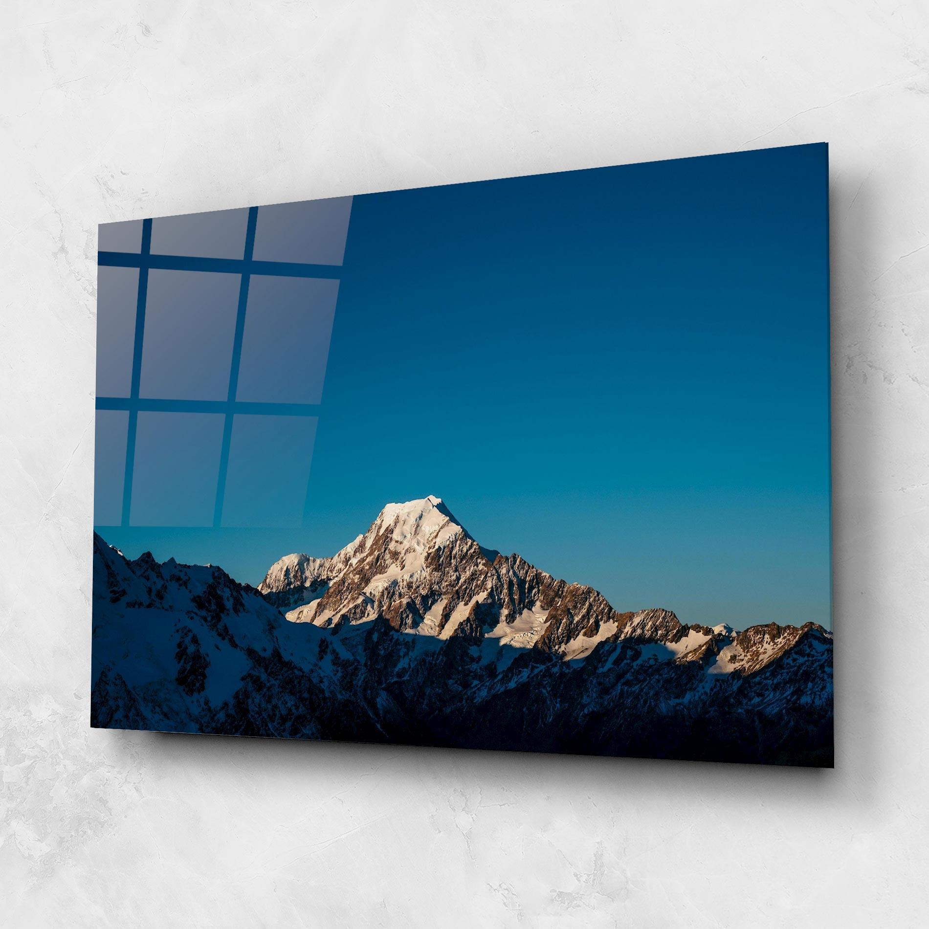 Tablou Sticla Blue Snowy Mountain mockup 1
