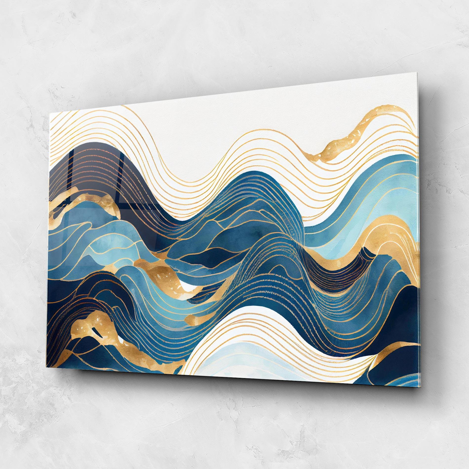 Tablou Sticla Blue Wave Mountain mockup 1