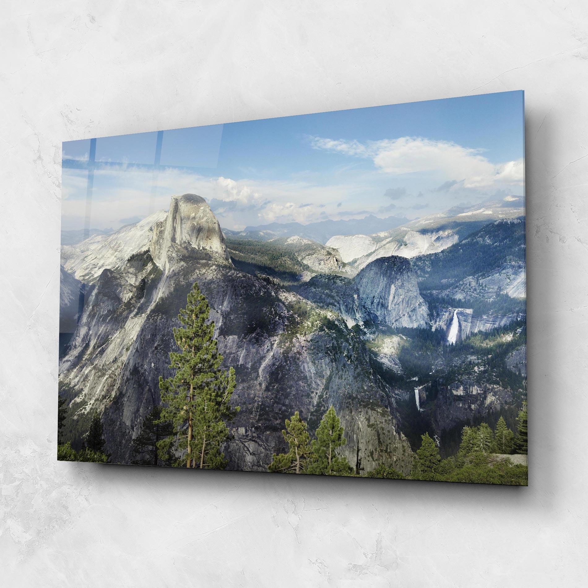 Tablou Sticla Foggy Day Mountain mockup 1