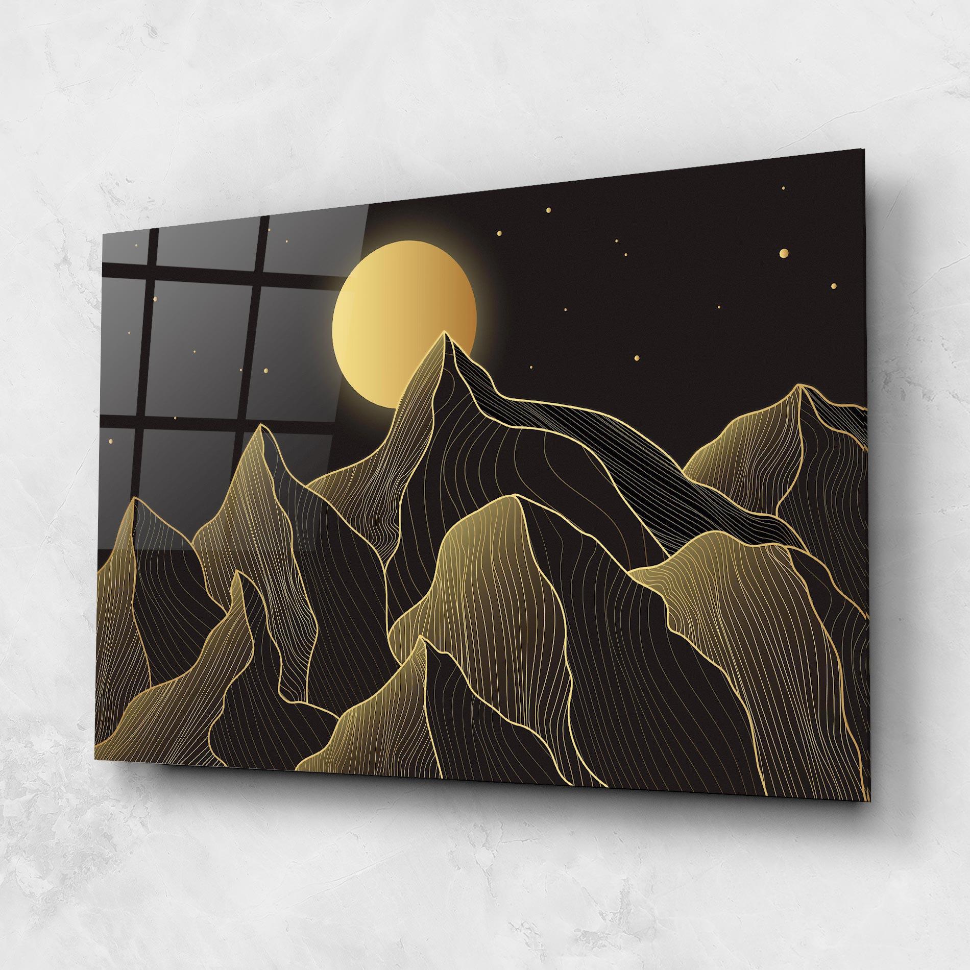 Tablou Sticla Gold Shiny Moon mockup 1