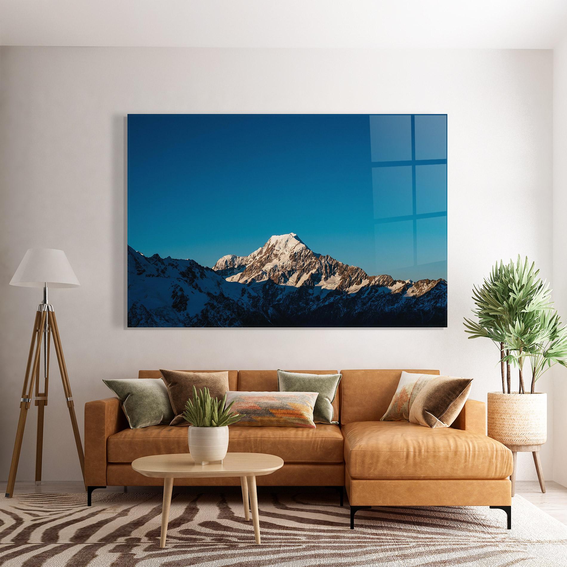 Tablou Sticla Blue Snowy Mountain mockup 7