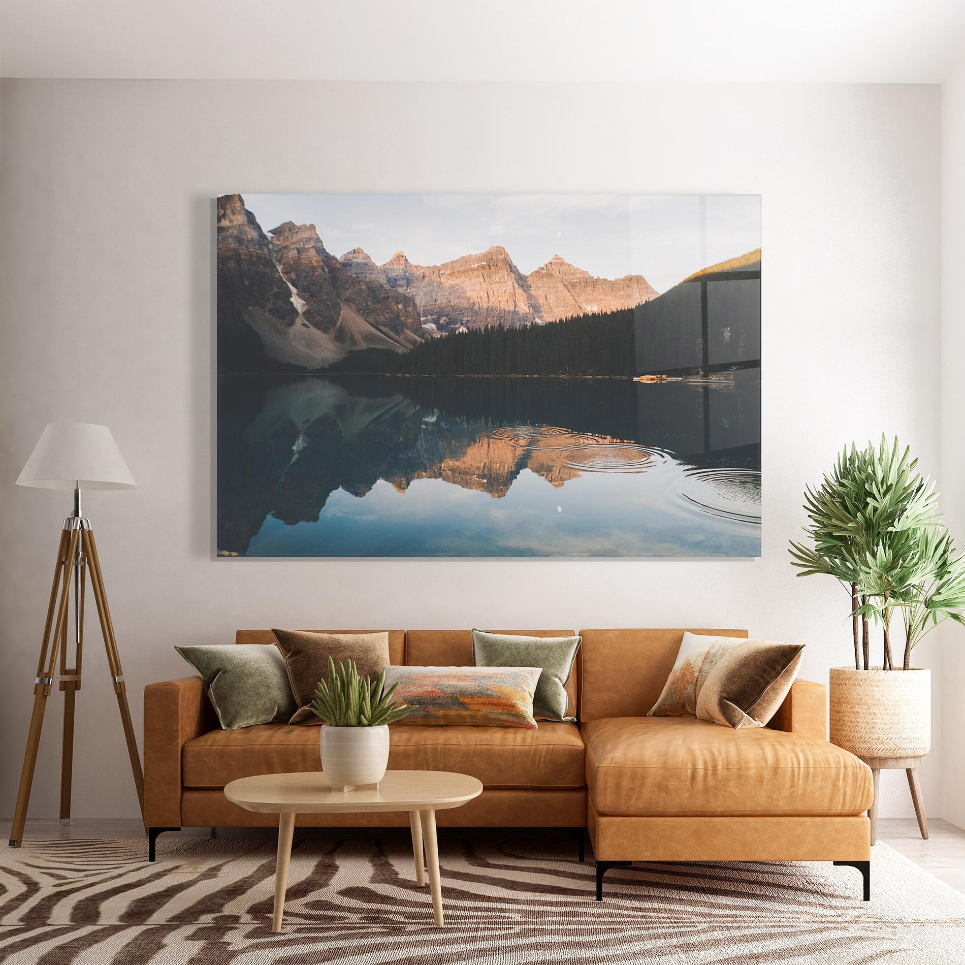 Tablou Sticla Brown Mountain Lake mockup 7