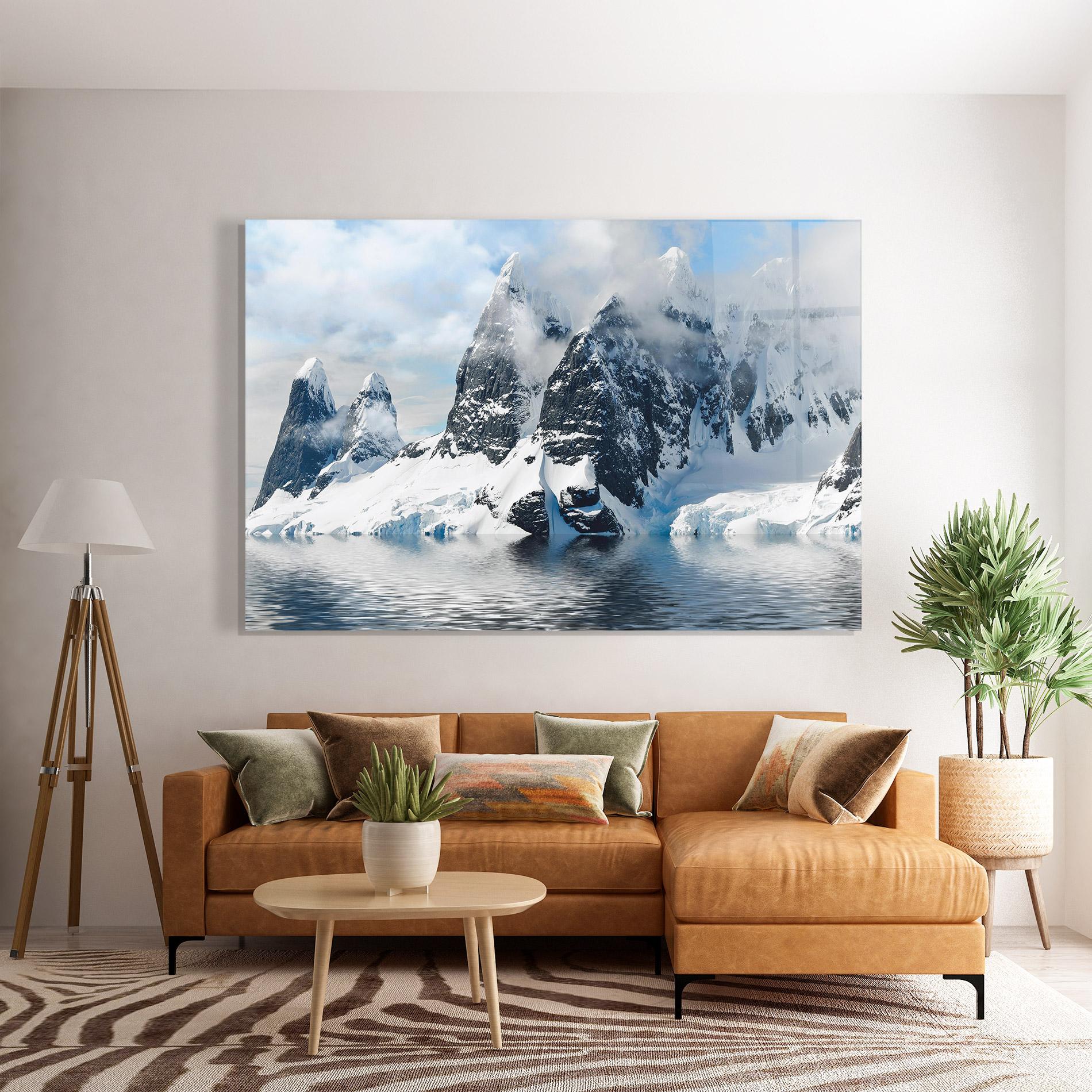 Tablou Sticla Glacial Mountains mockup 7
