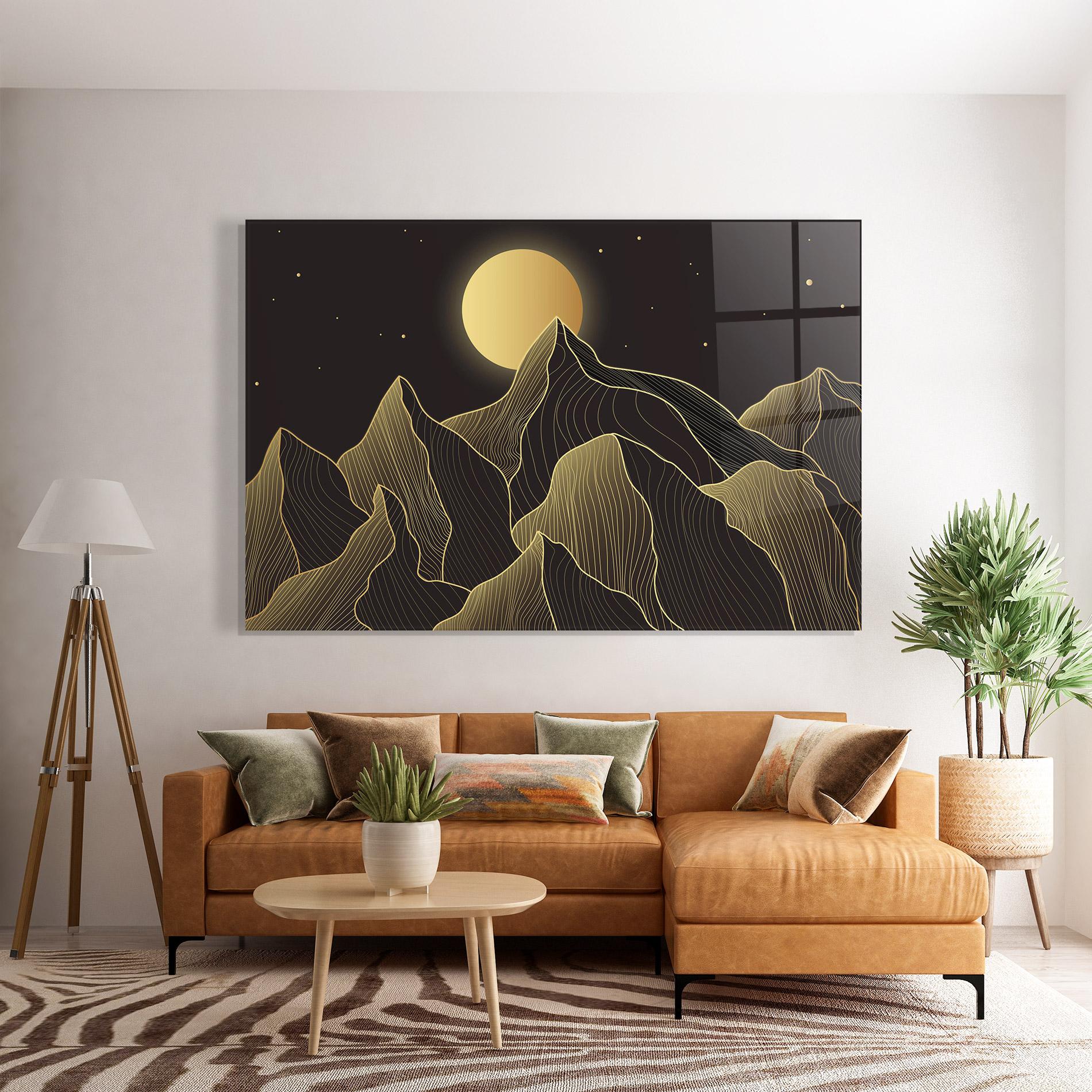 Tablou Sticla Gold Shiny Moon mockup 7