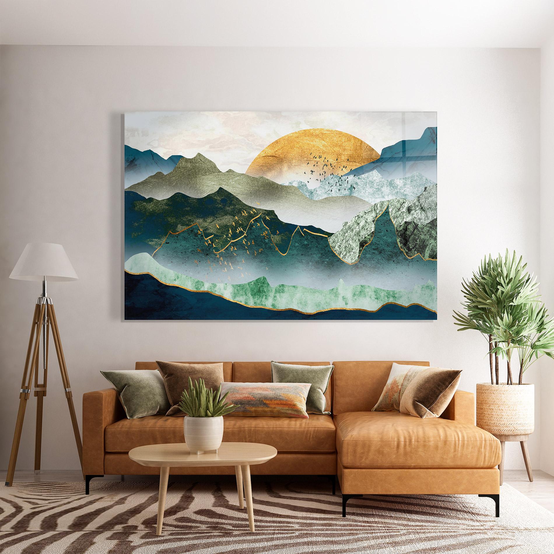 Tablou Sticla Golden Mountains mockup 7