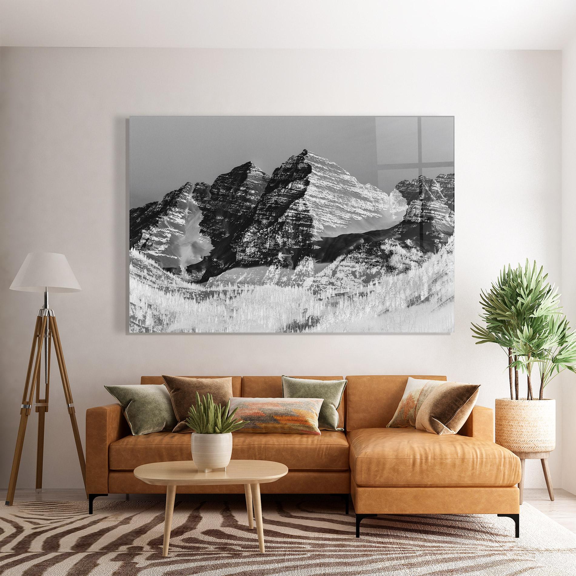 Tablou Sticla Green Shades Mountain mockup 7