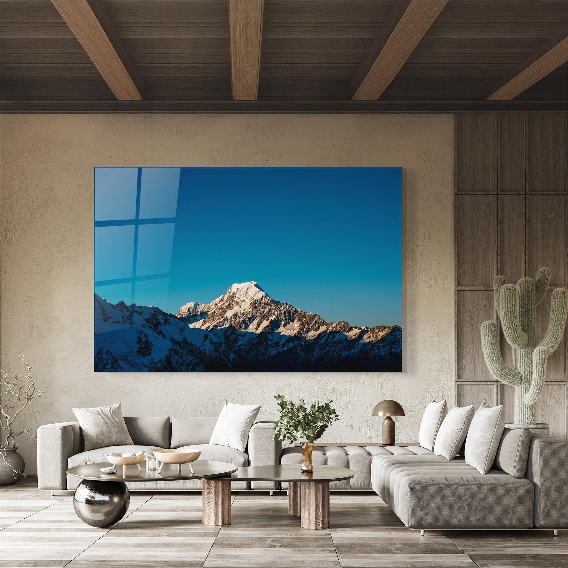 Tablou Sticla Blue Snowy Mountain mockup 8