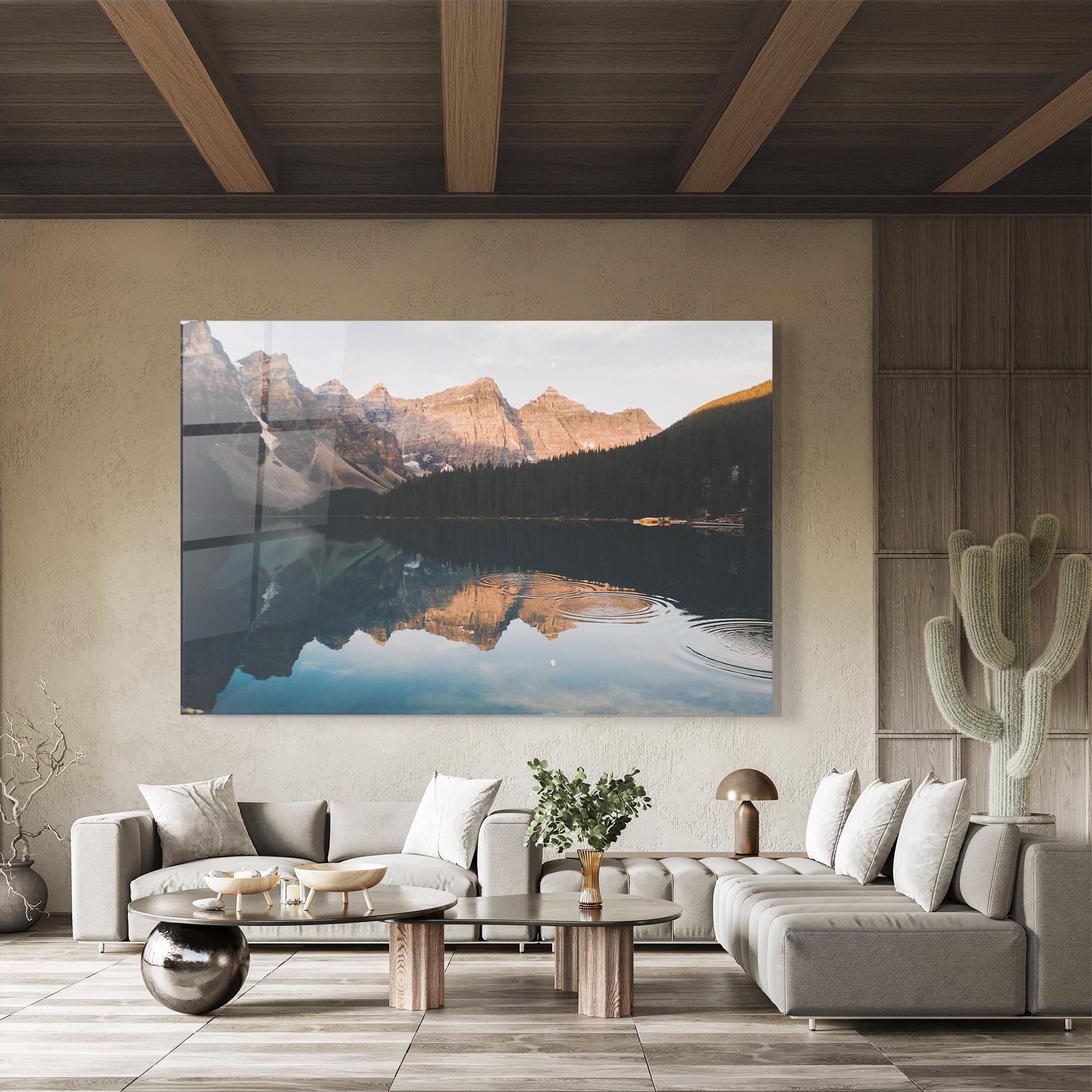 Tablou Sticla Brown Mountain Lake mockup 8