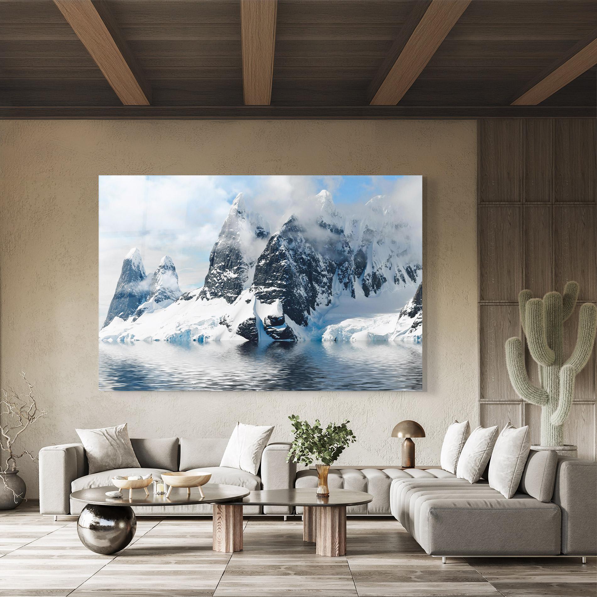 Tablou Sticla Glacial Mountains mockup 8