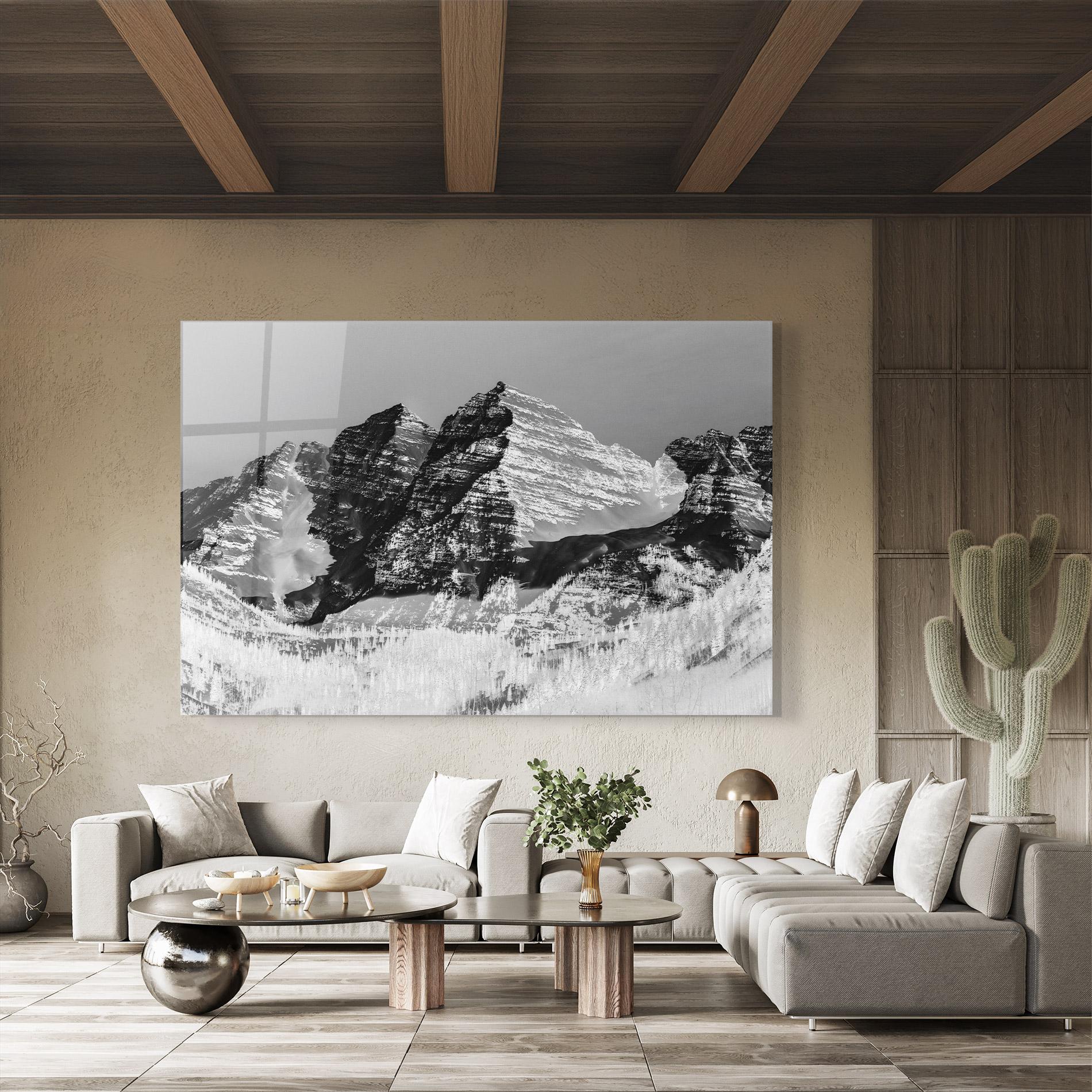 Tablou Sticla Green Shades Mountain mockup 8