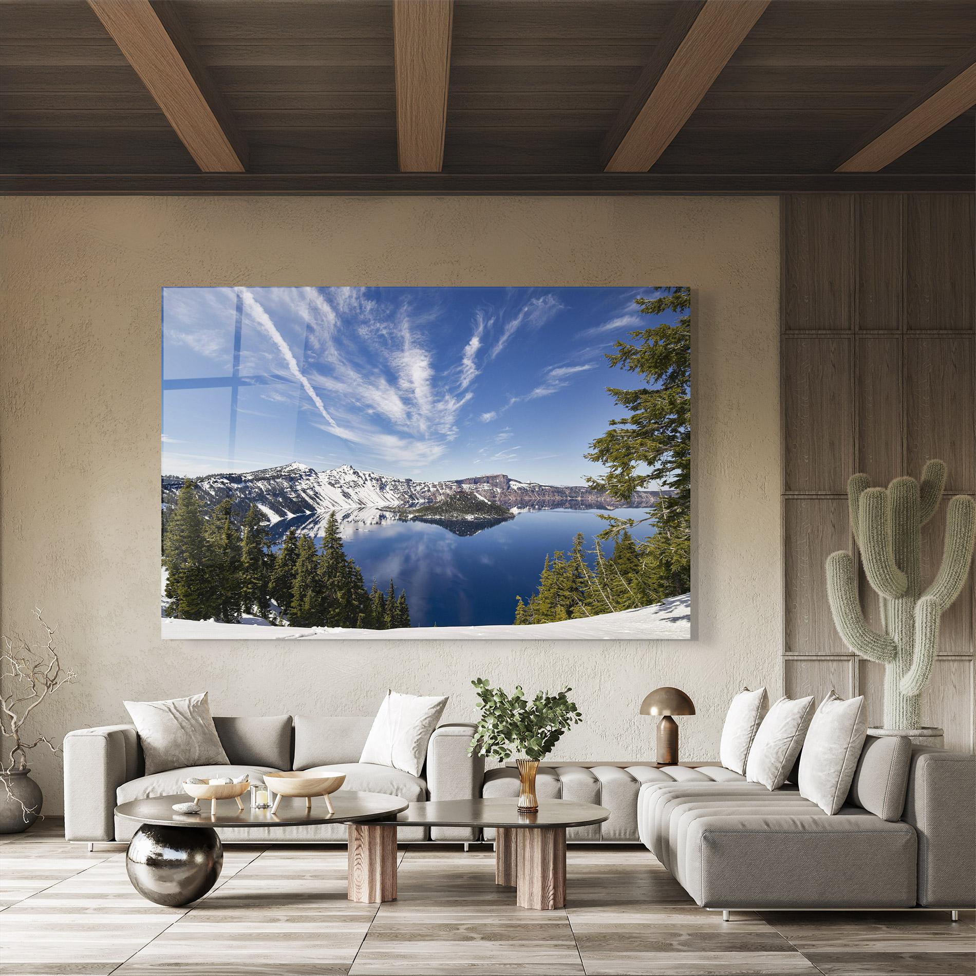 Tablou Sticla White Snowy Mountain mockup 8