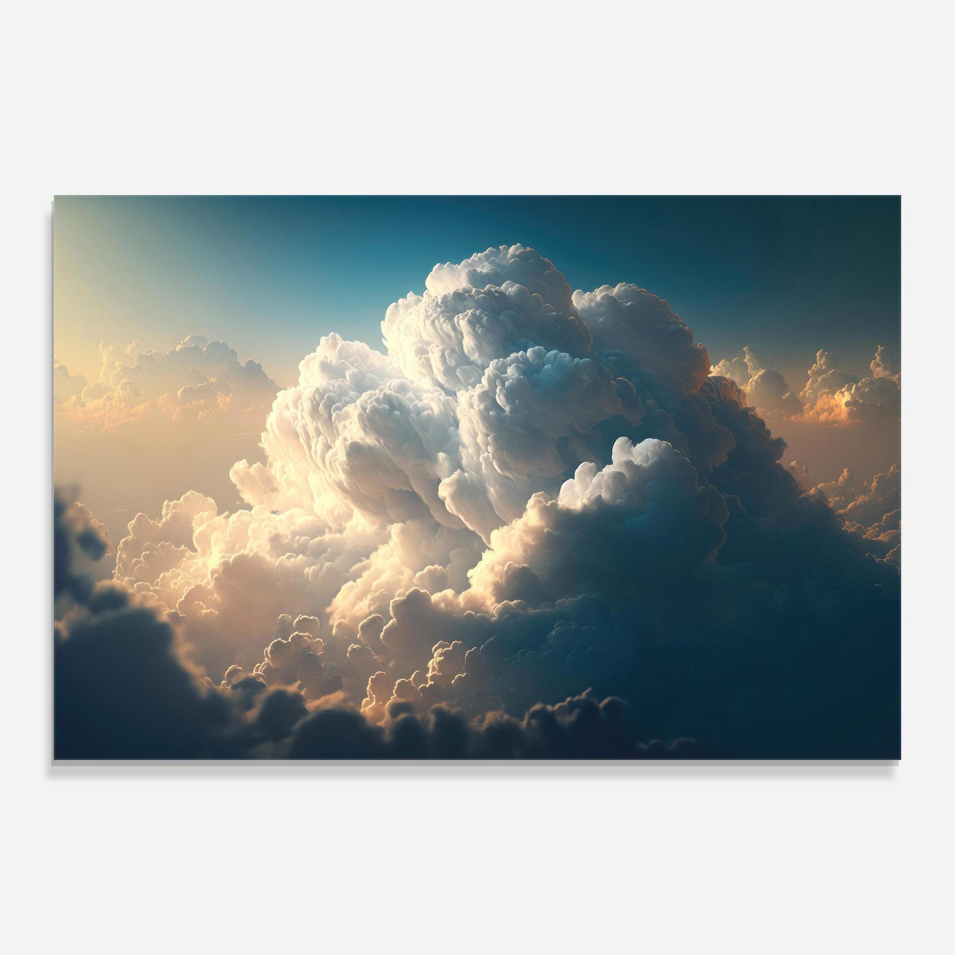 Tablou Sticla Big Puffy Clouds mockup 0