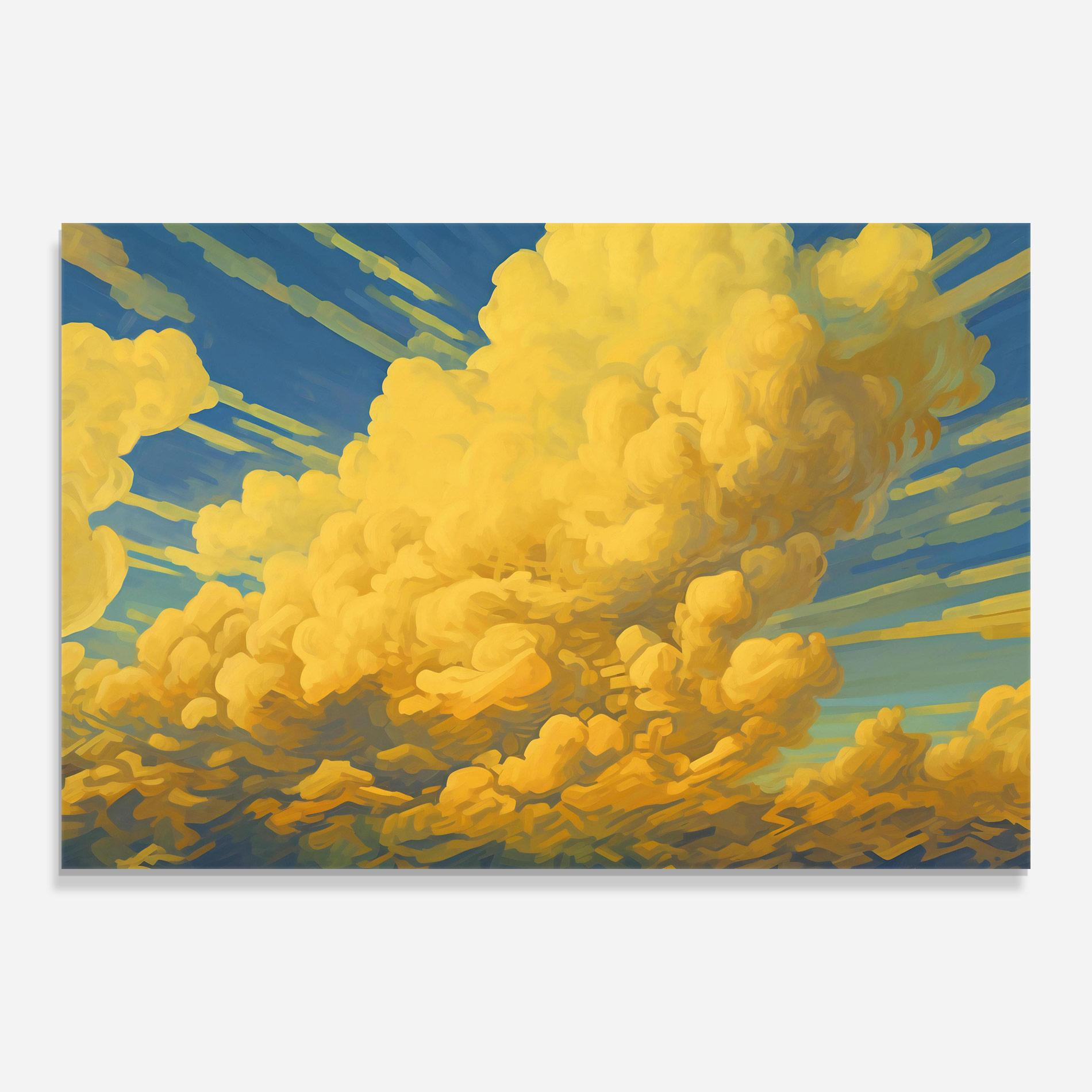 Tablou Sticla Big Yellow Cloud Art mockup 0