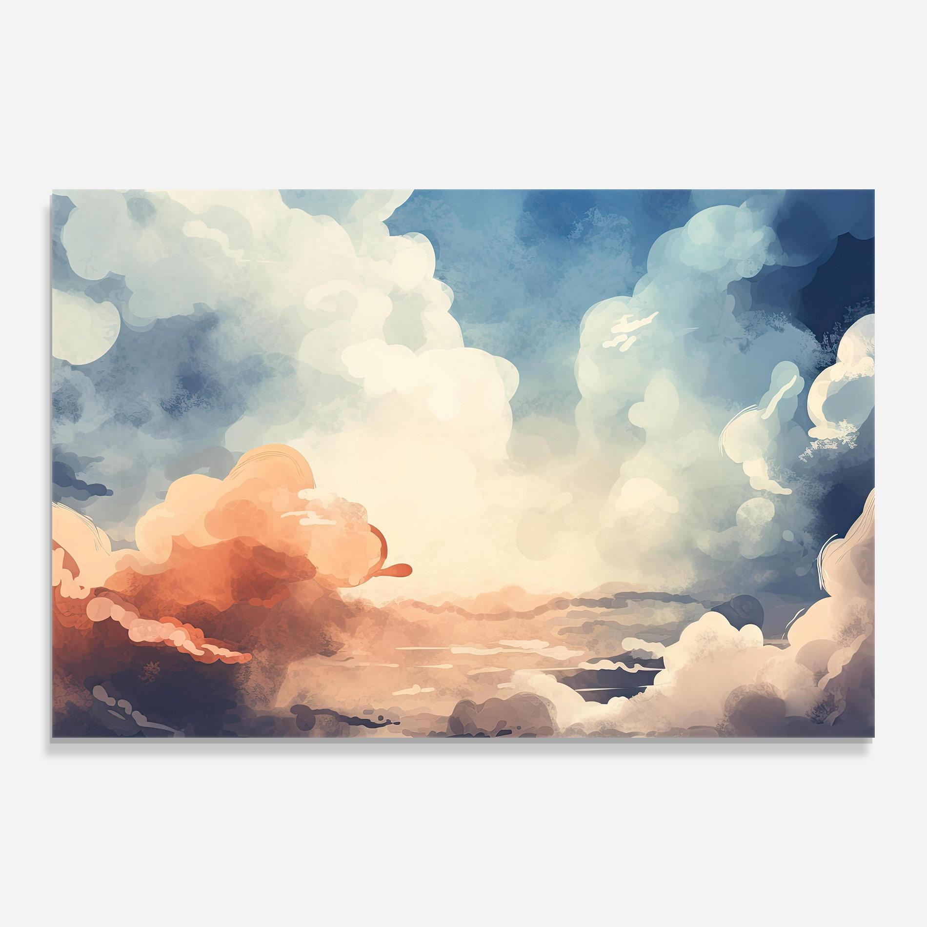 Tablou Sticla Clouds Painting mockup 0