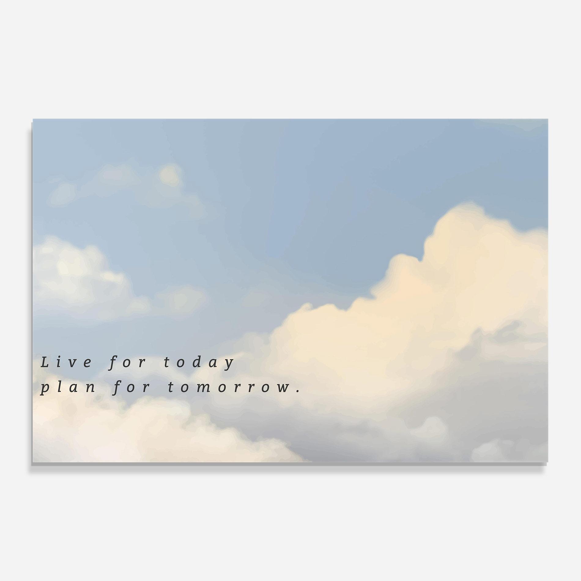 Tablou Sticla Clouds Text Blue mockup 0
