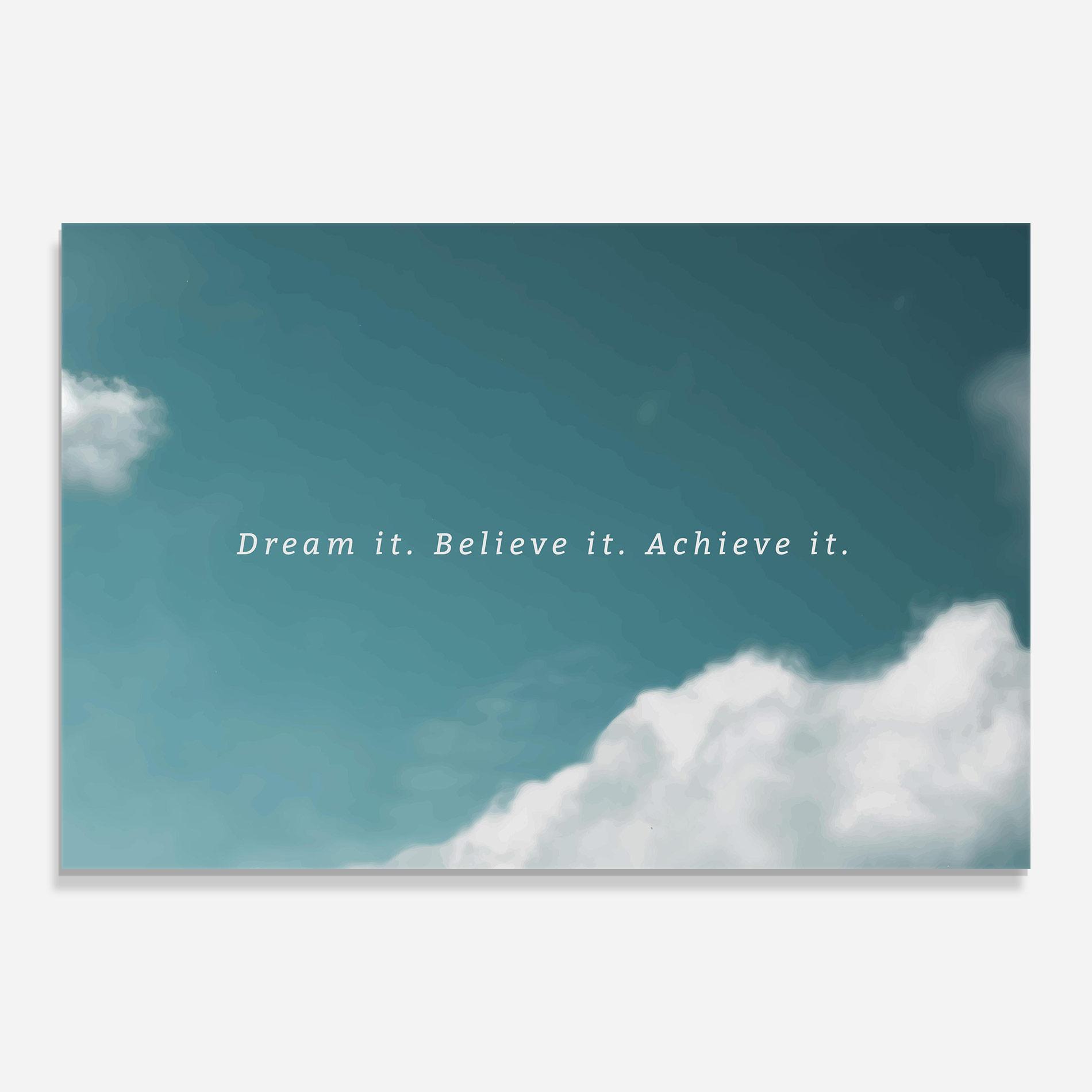 Tablou Sticla Clouds Text Green mockup 0