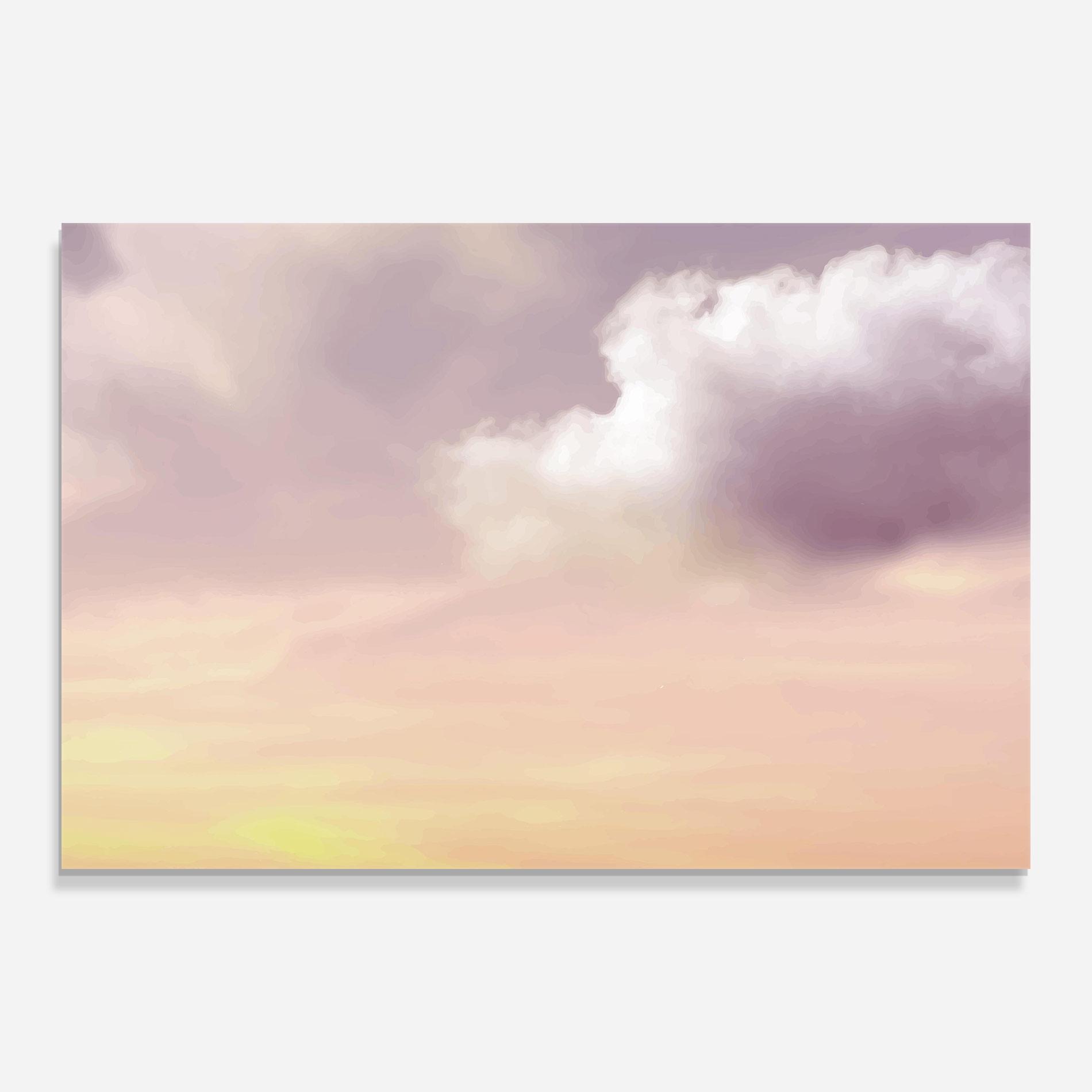 Tablou Sticla Clouds Watercolor Cream mockup 0