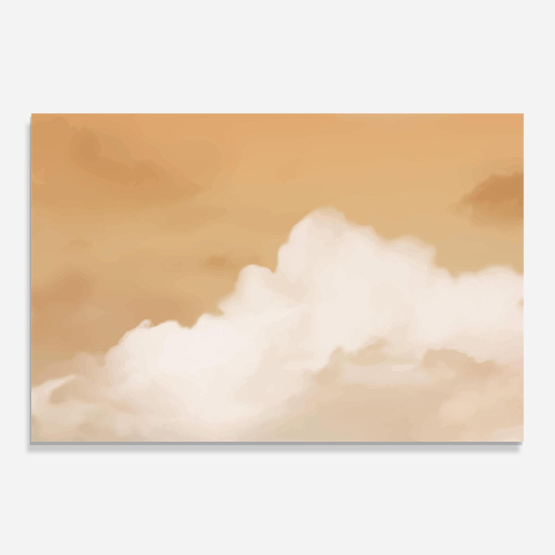 Tablou Sticla Clouds Watercolor Yellow mockup 0