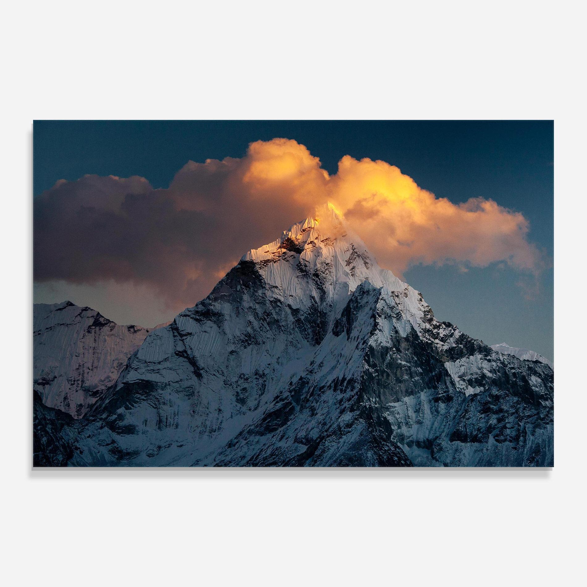 Tablou Sticla Orange Cloud Mountain mockup 0
