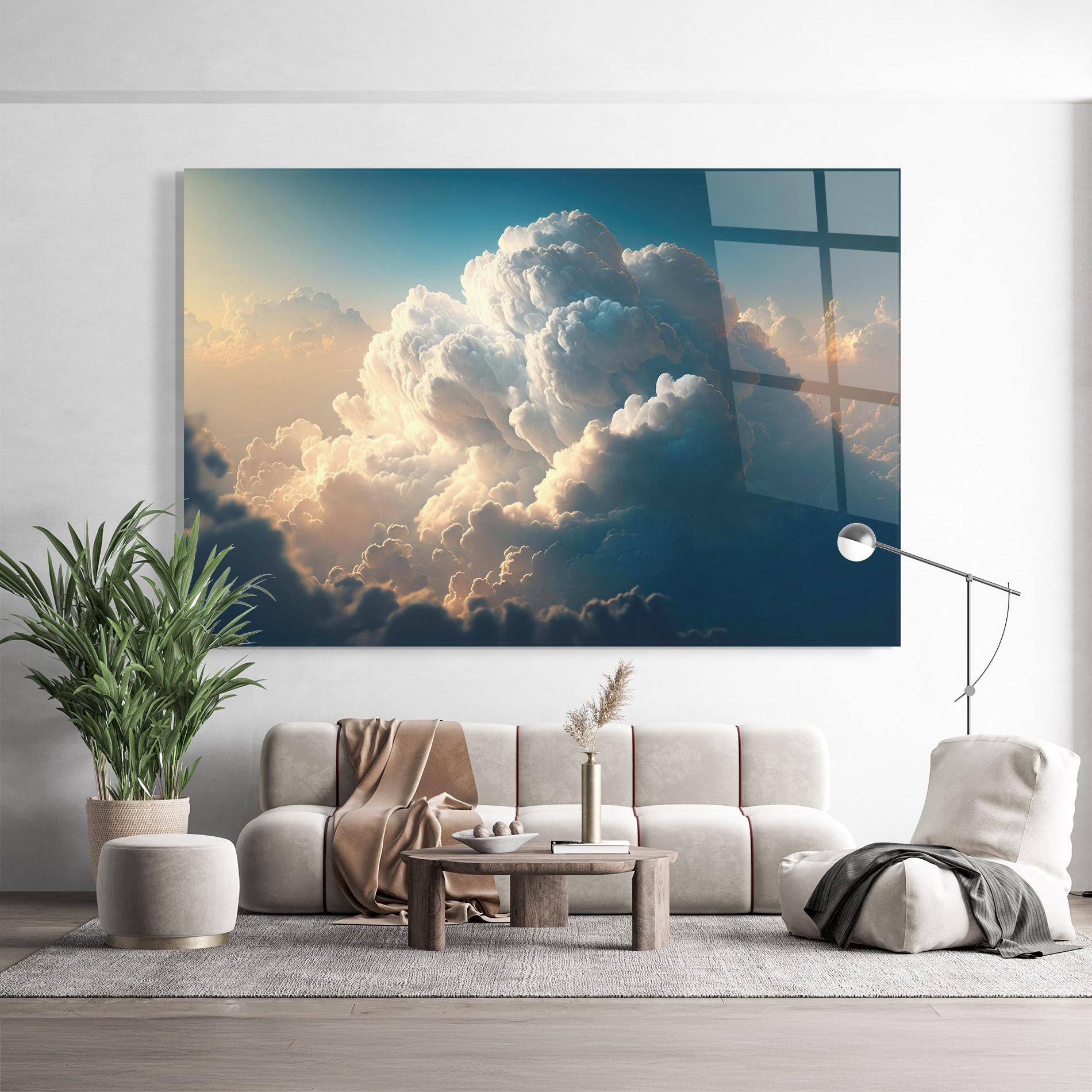 Tablou Sticla Big Puffy Clouds mockup 9