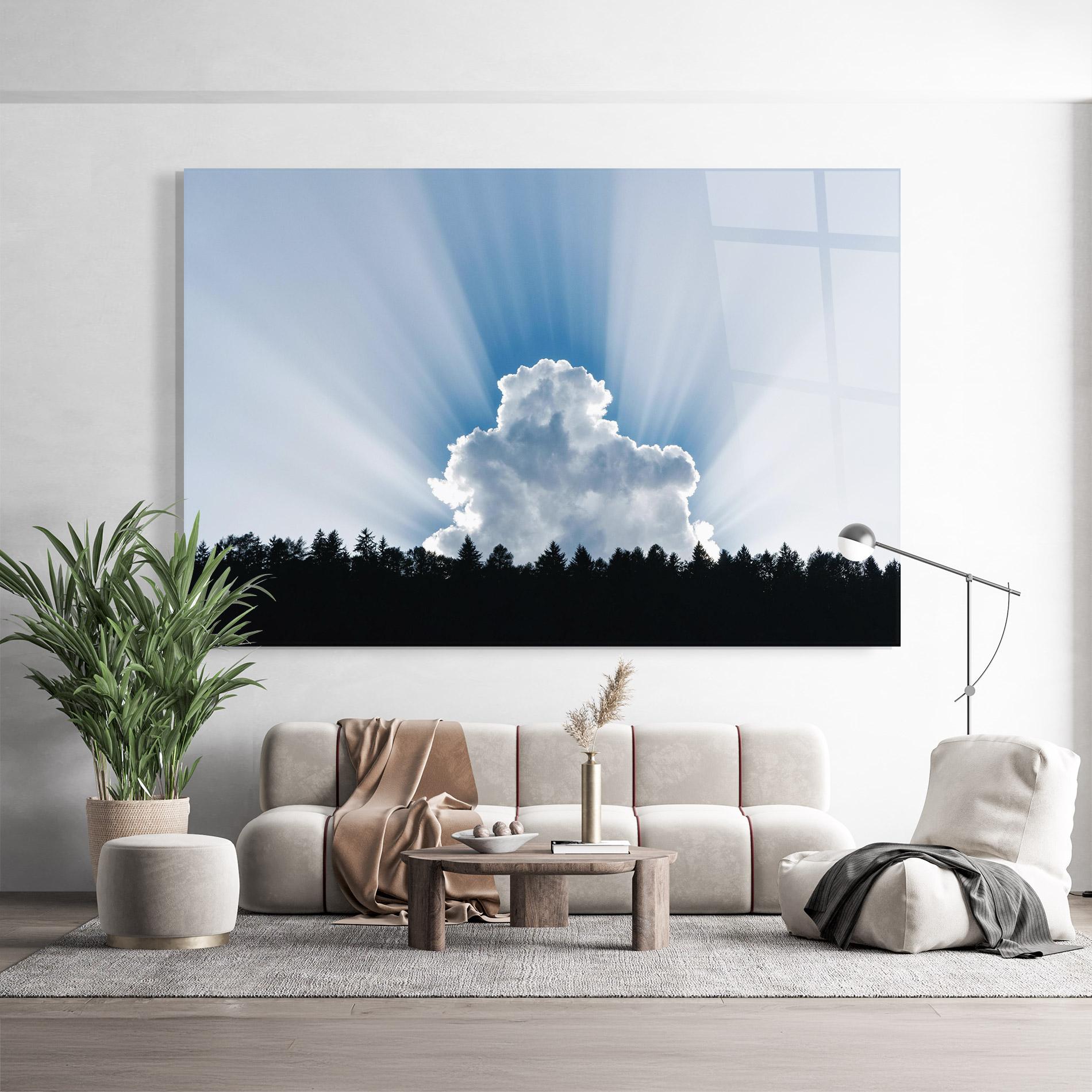 Tablou Sticla Big White Cloud Light mockup 9