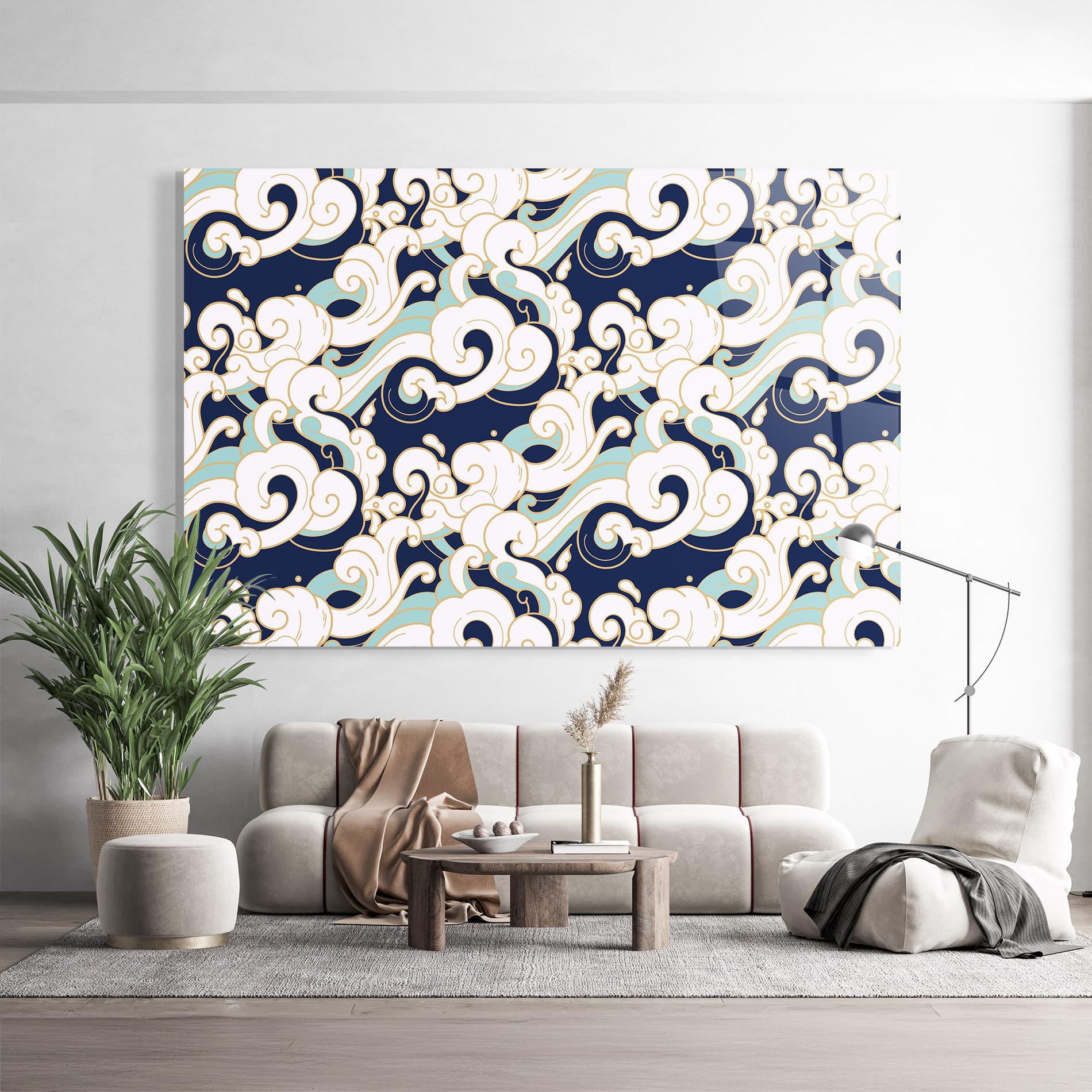 Tablou Sticla Blue Green Cloud mockup 9