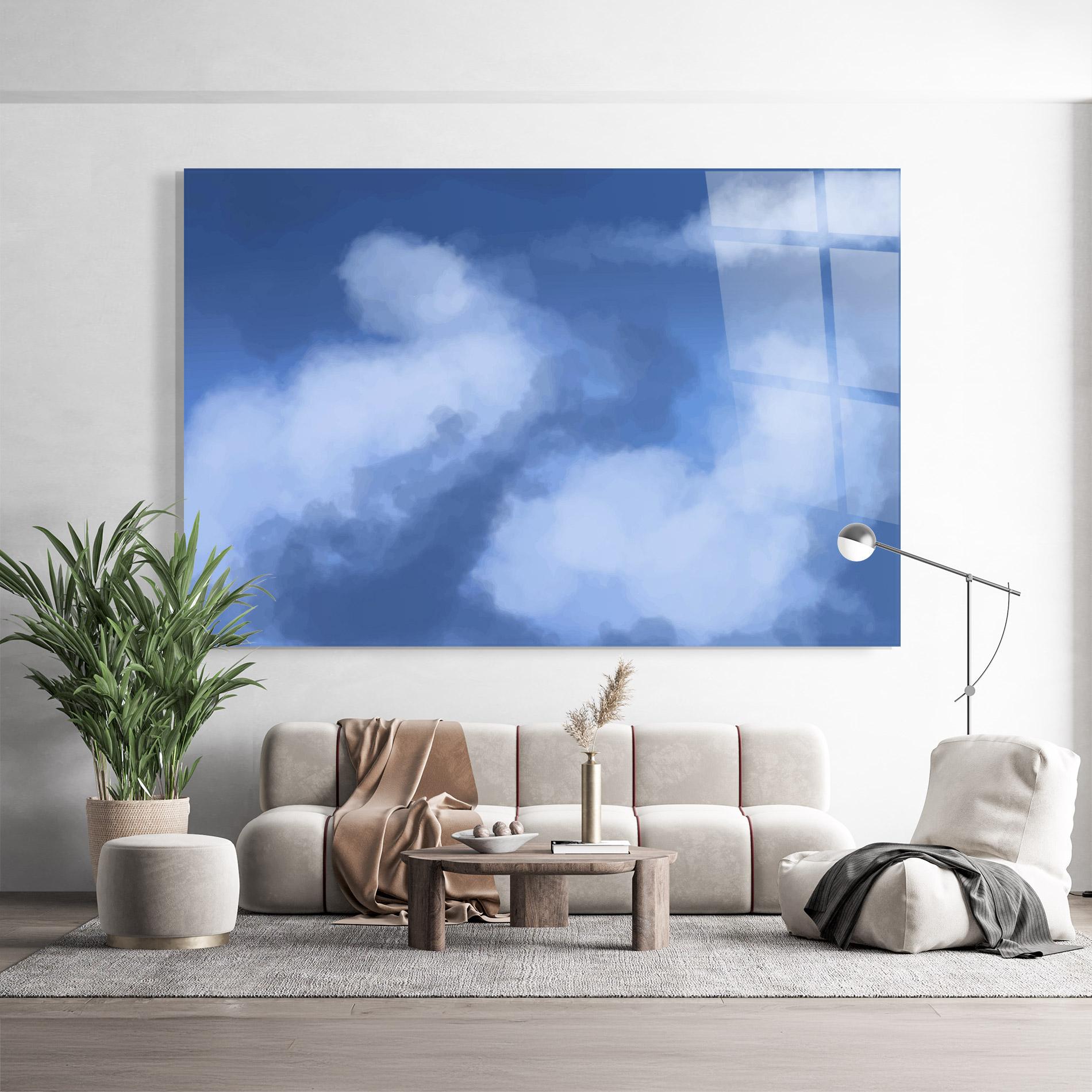 Tablou Sticla Blue Mix Clouds mockup 9