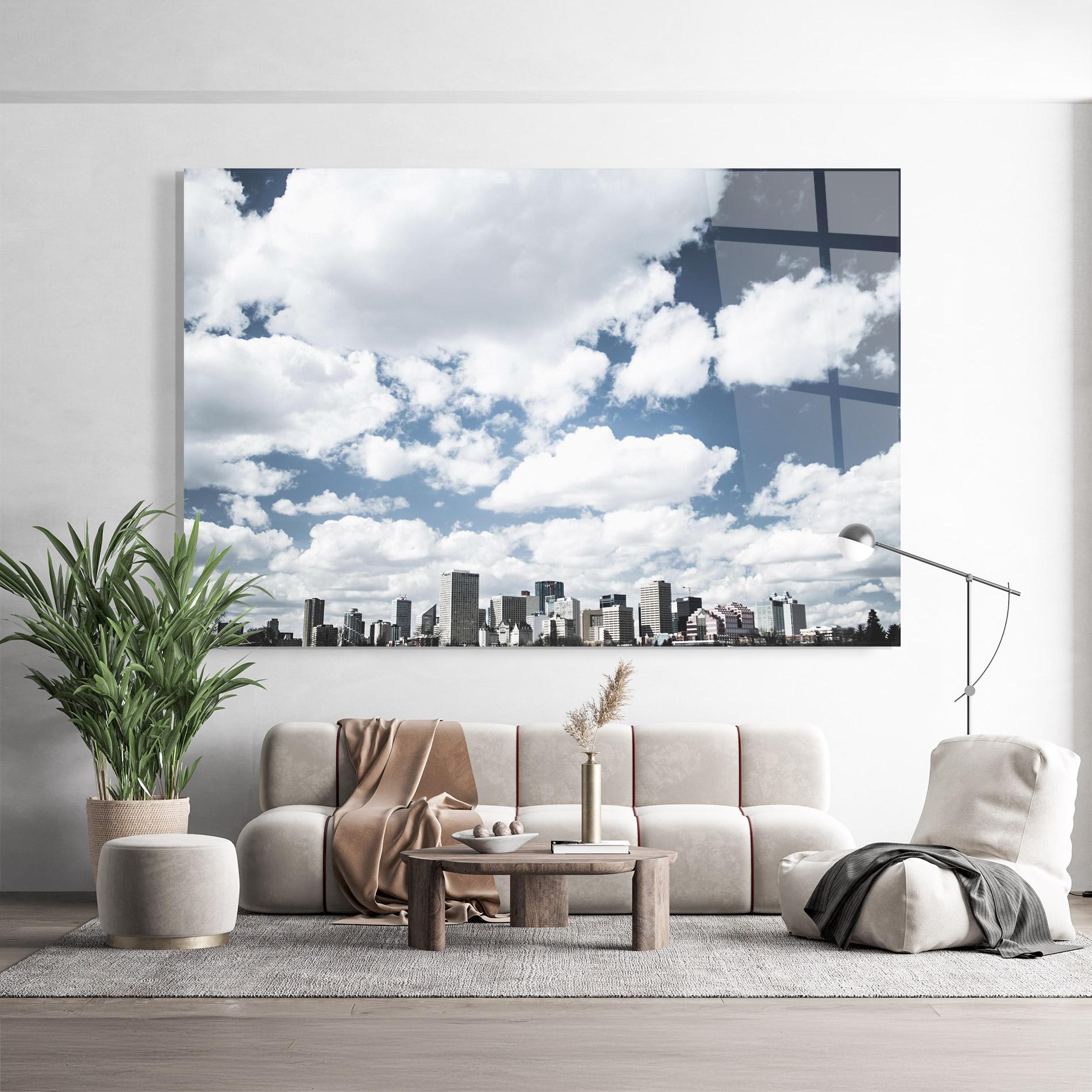 Tablou Sticla Clouds Over City mockup 9