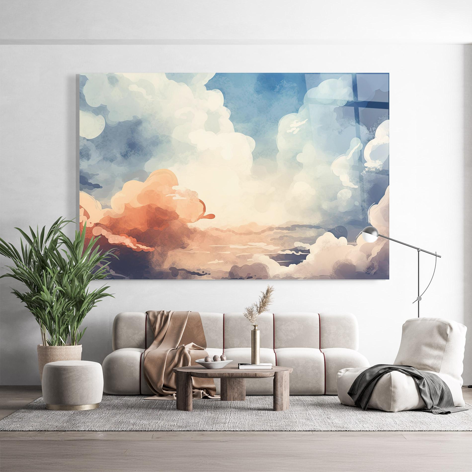 Tablou Sticla Clouds Painting mockup 9