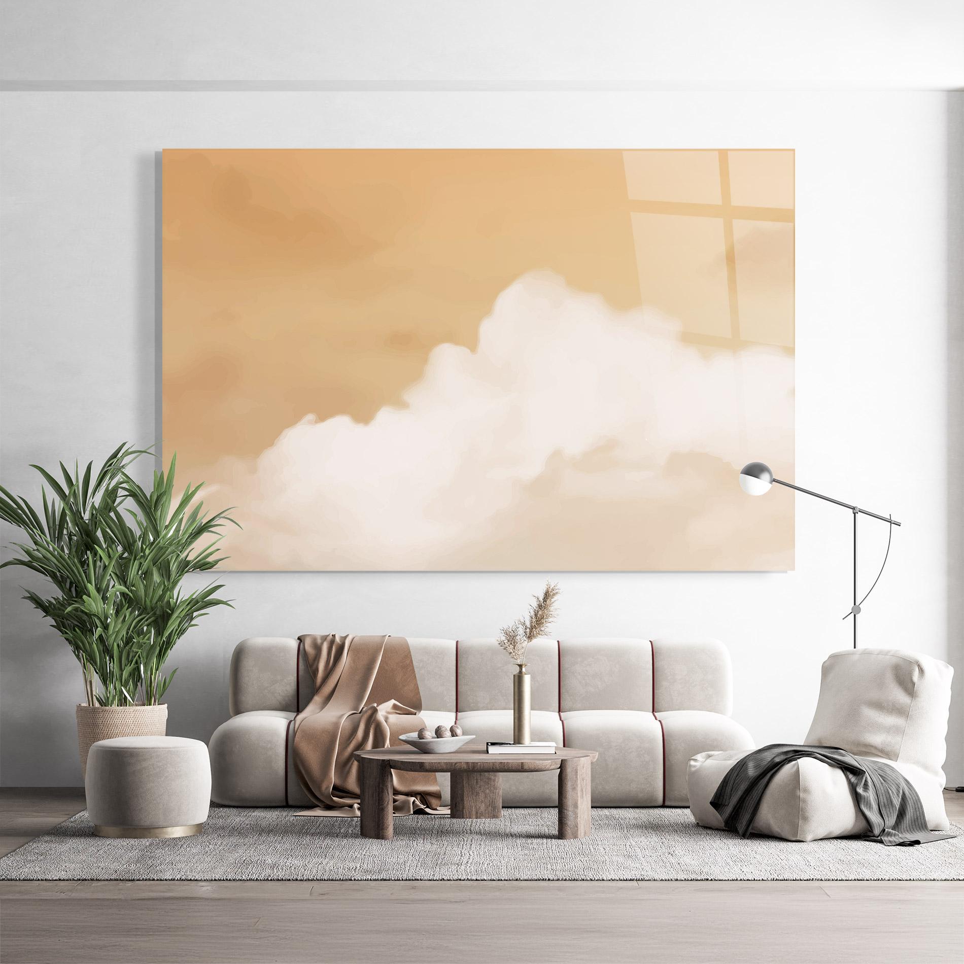 Tablou Sticla Clouds Watercolor Yellow mockup 9