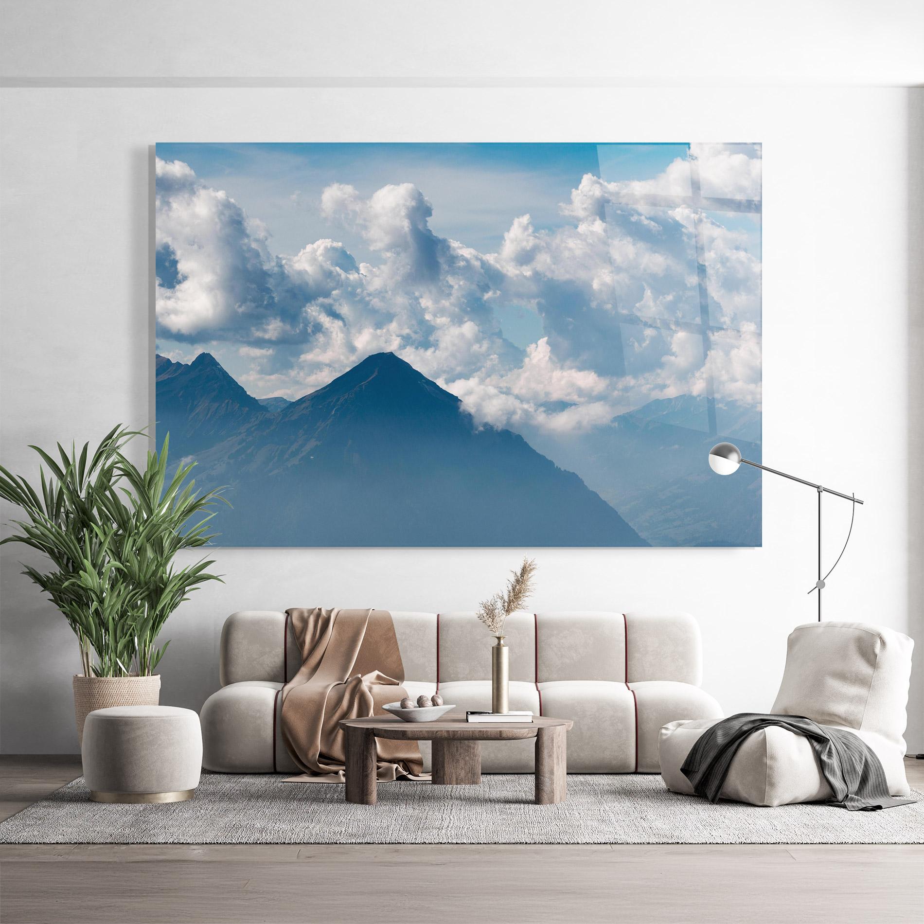 Tablou Sticla Cloudy View Mountain mockup 9
