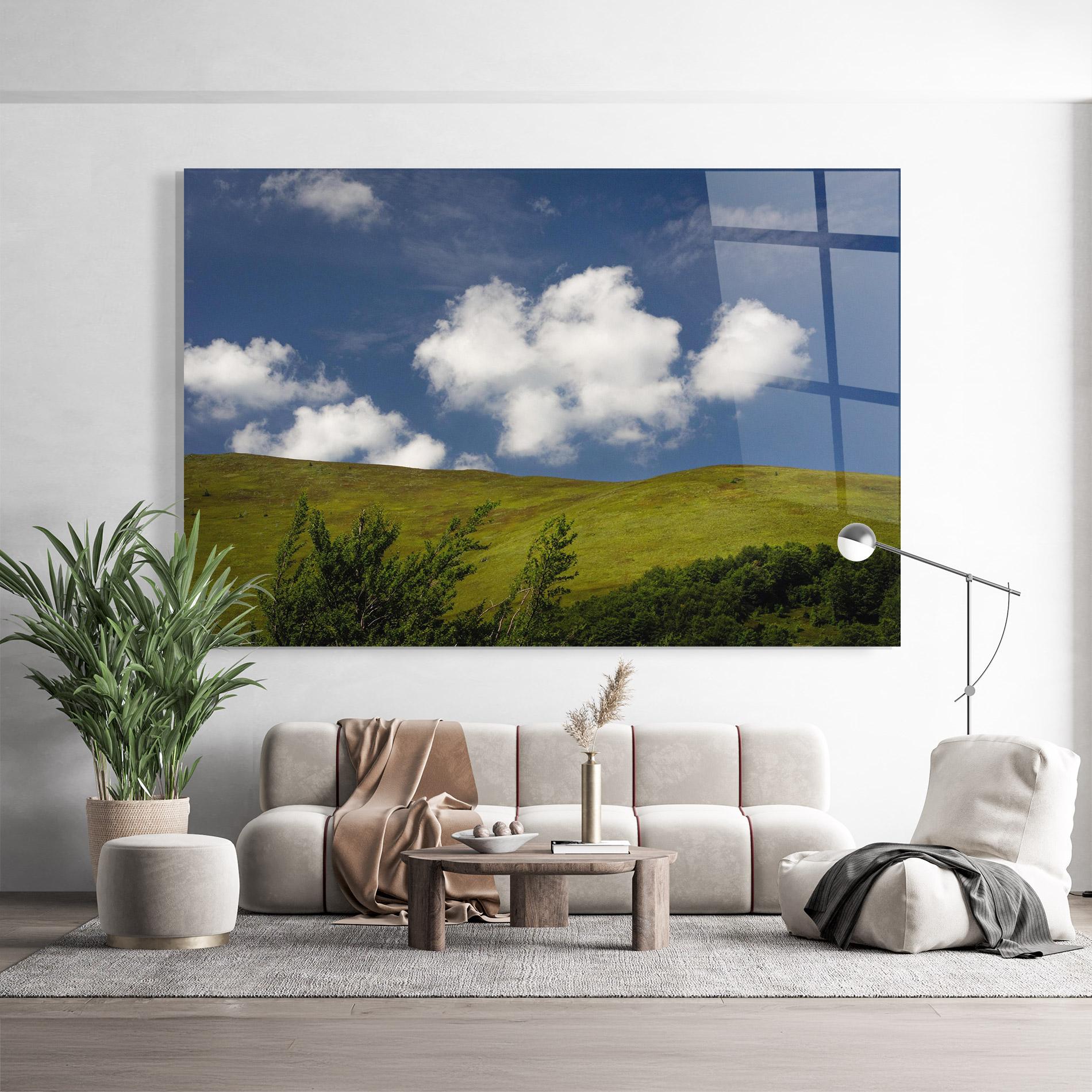 Tablou Sticla Grass View Cloud mockup 9