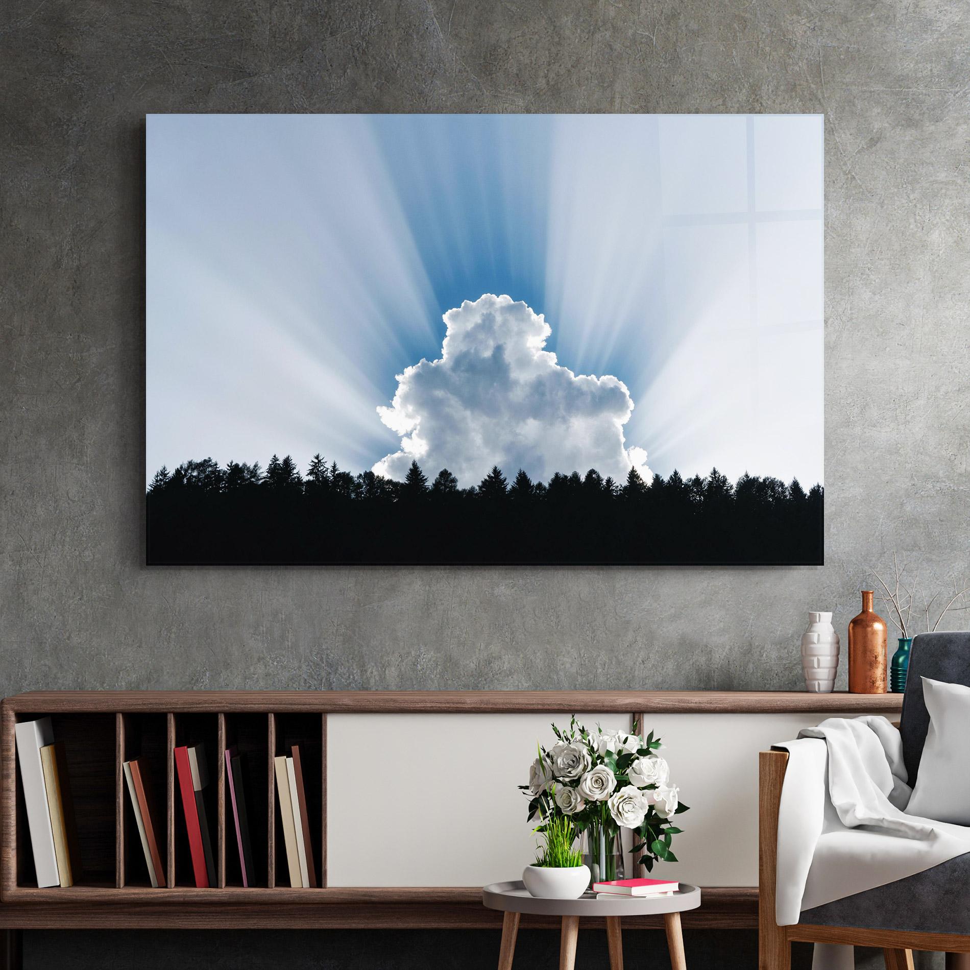 Tablou Sticla Big White Cloud Light mockup 2