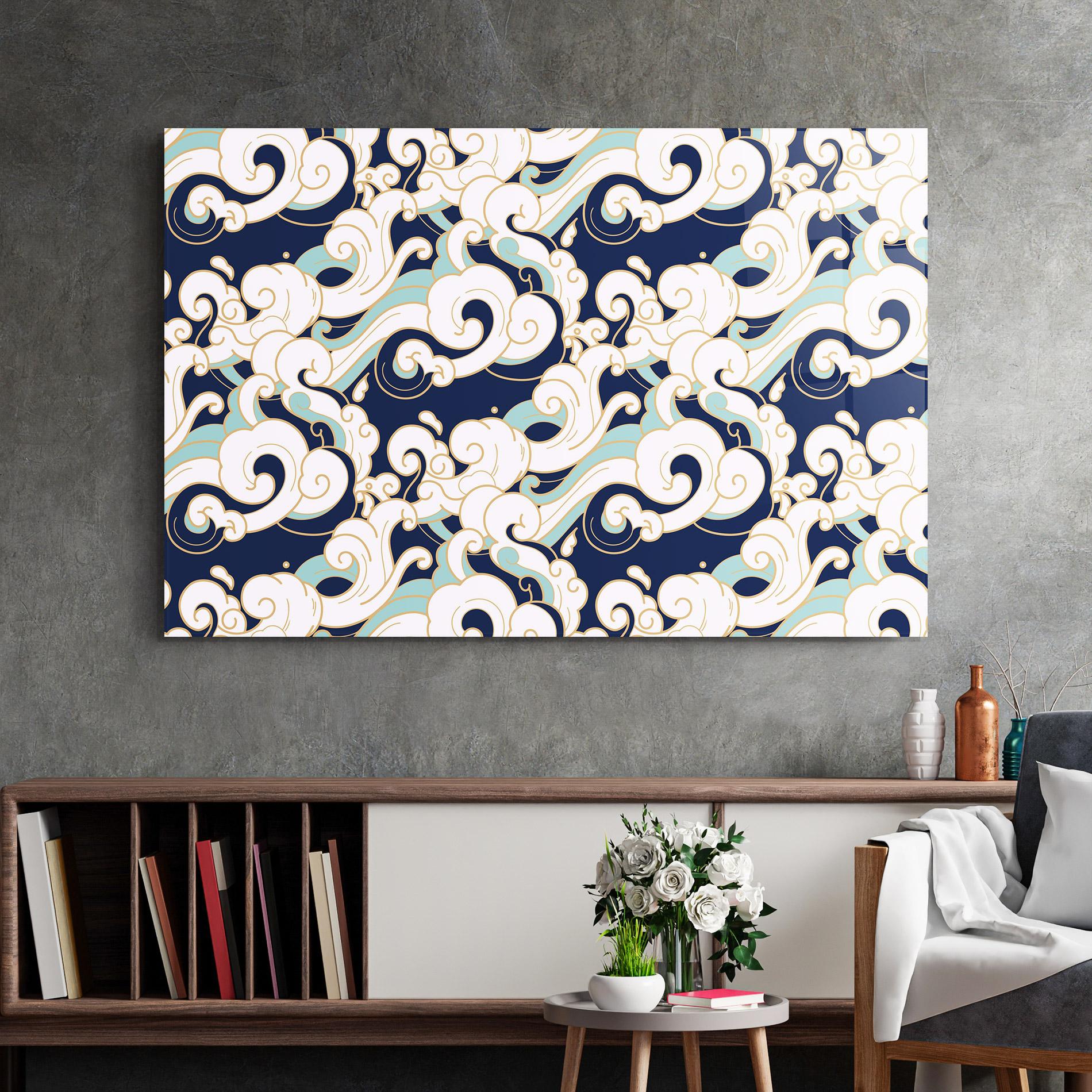 Tablou Sticla Blue Green Cloud mockup 2