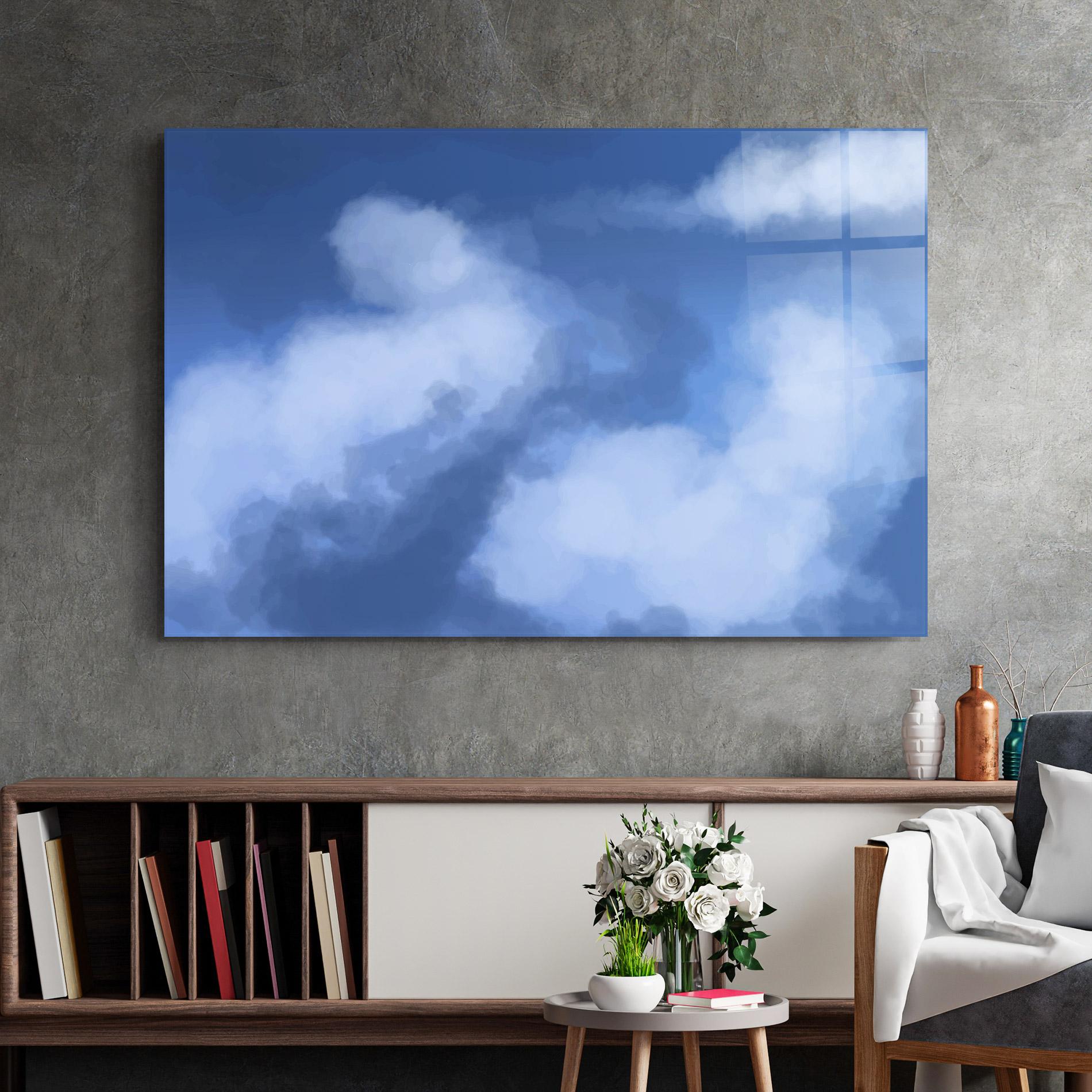 Tablou Sticla Blue Mix Clouds mockup 2