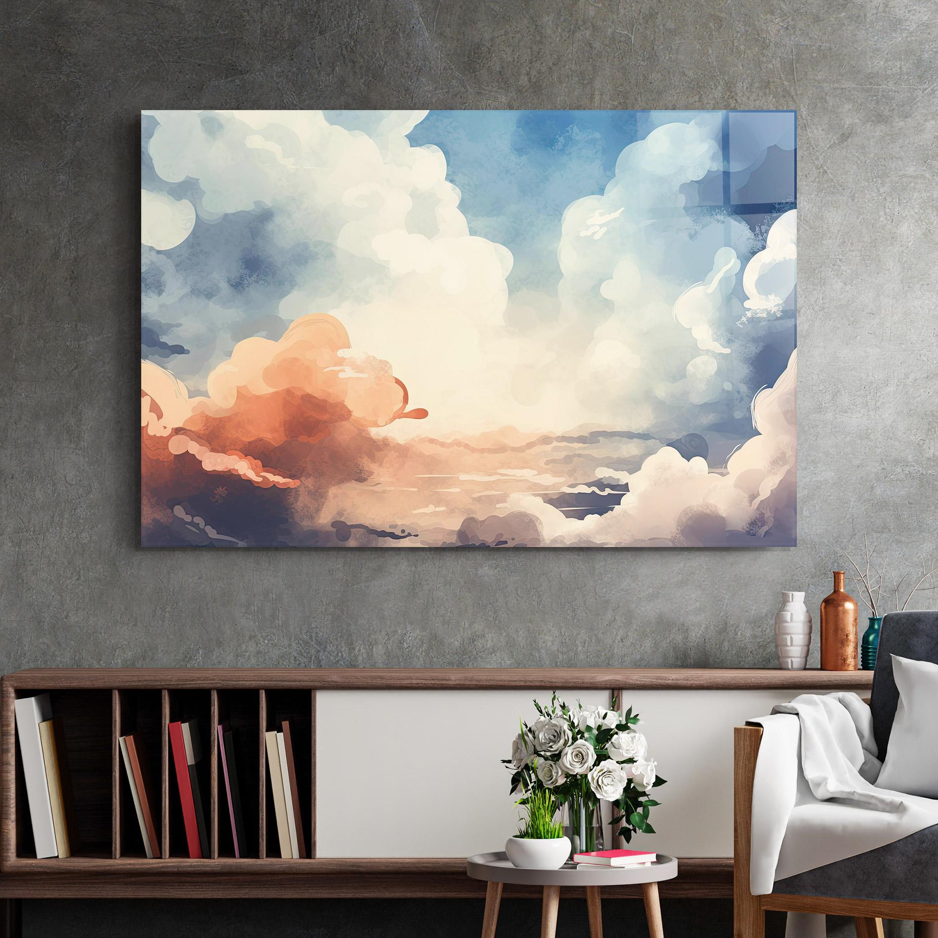 Tablou Sticla Clouds Painting mockup 2