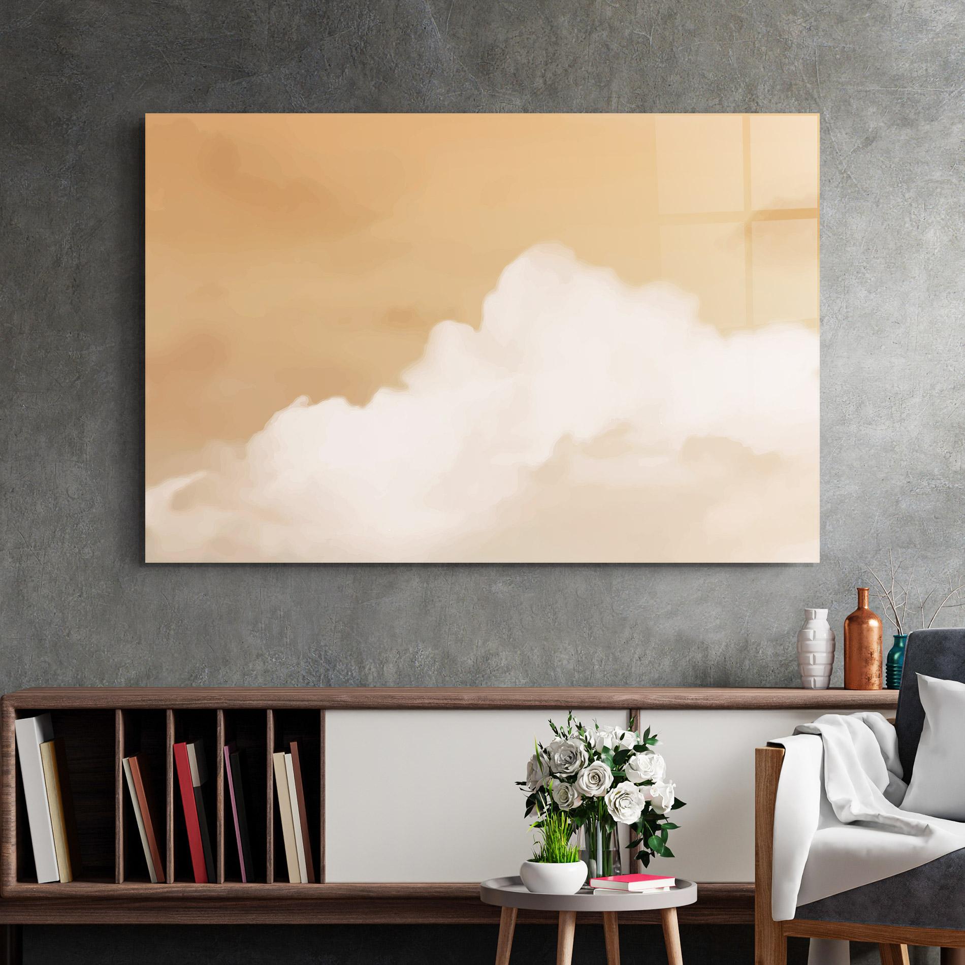 Tablou Sticla Clouds Watercolor Yellow mockup 2