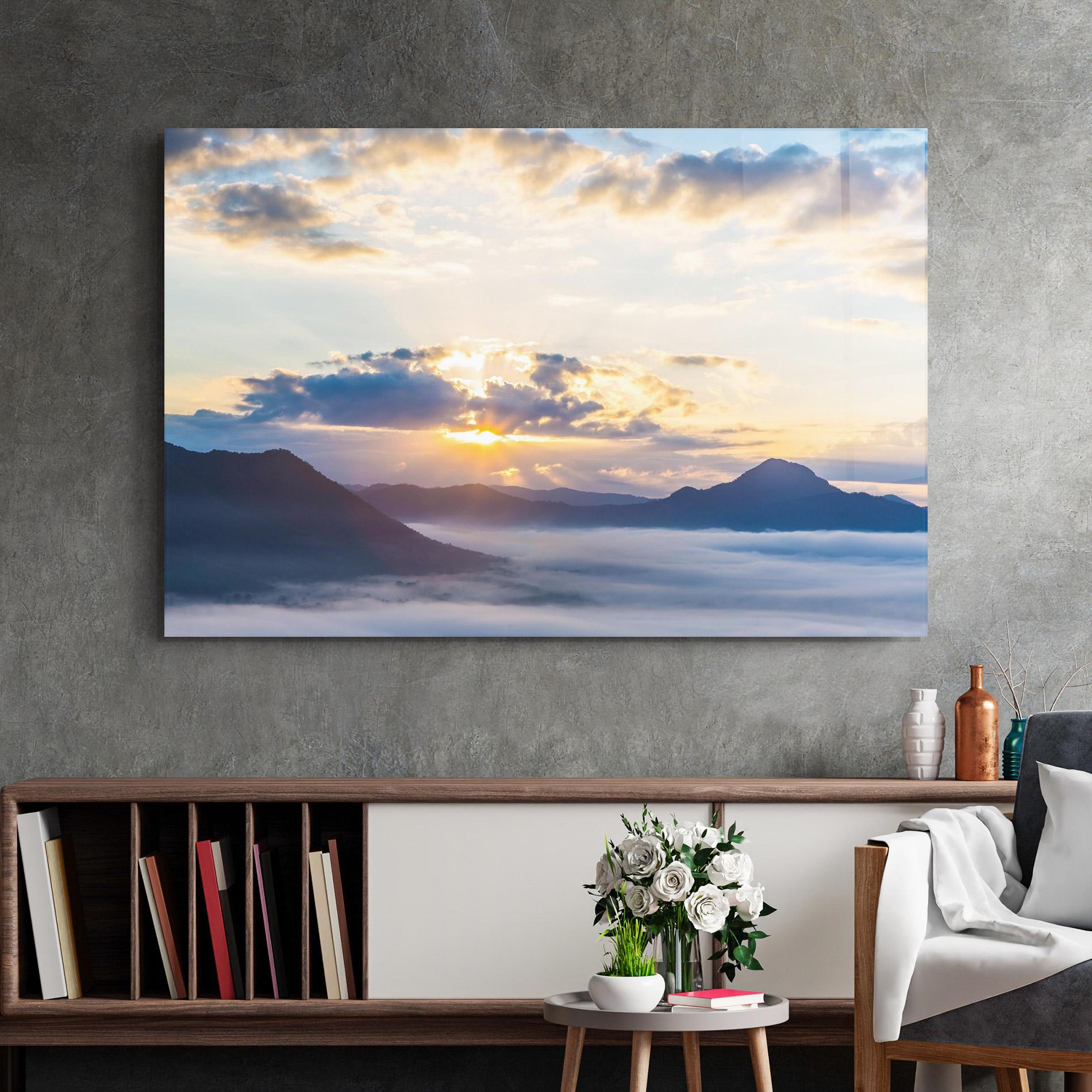 Tablou Sticla Fantastic Clouds mockup 2