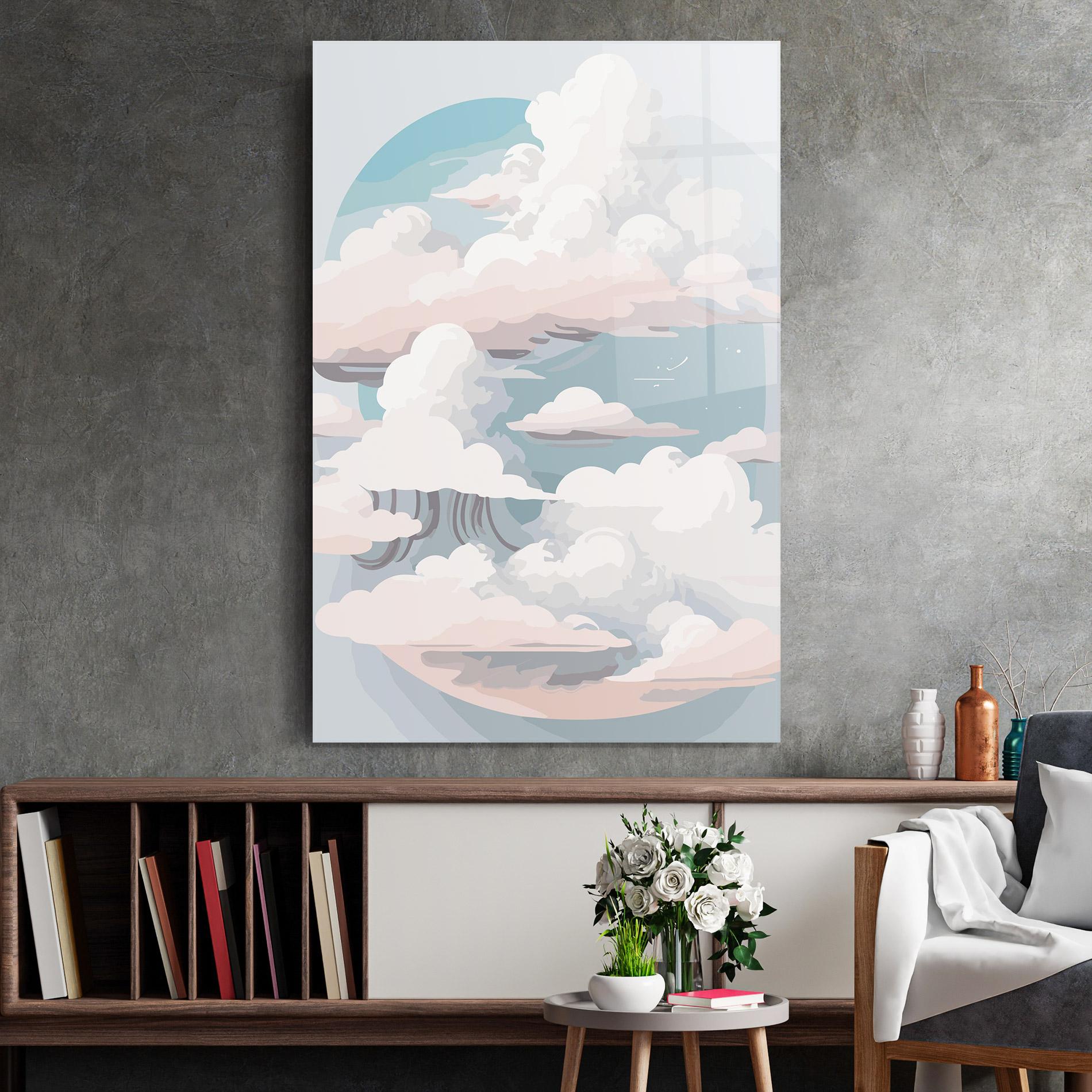 Tablou Sticla Cloud White Art mockup 2