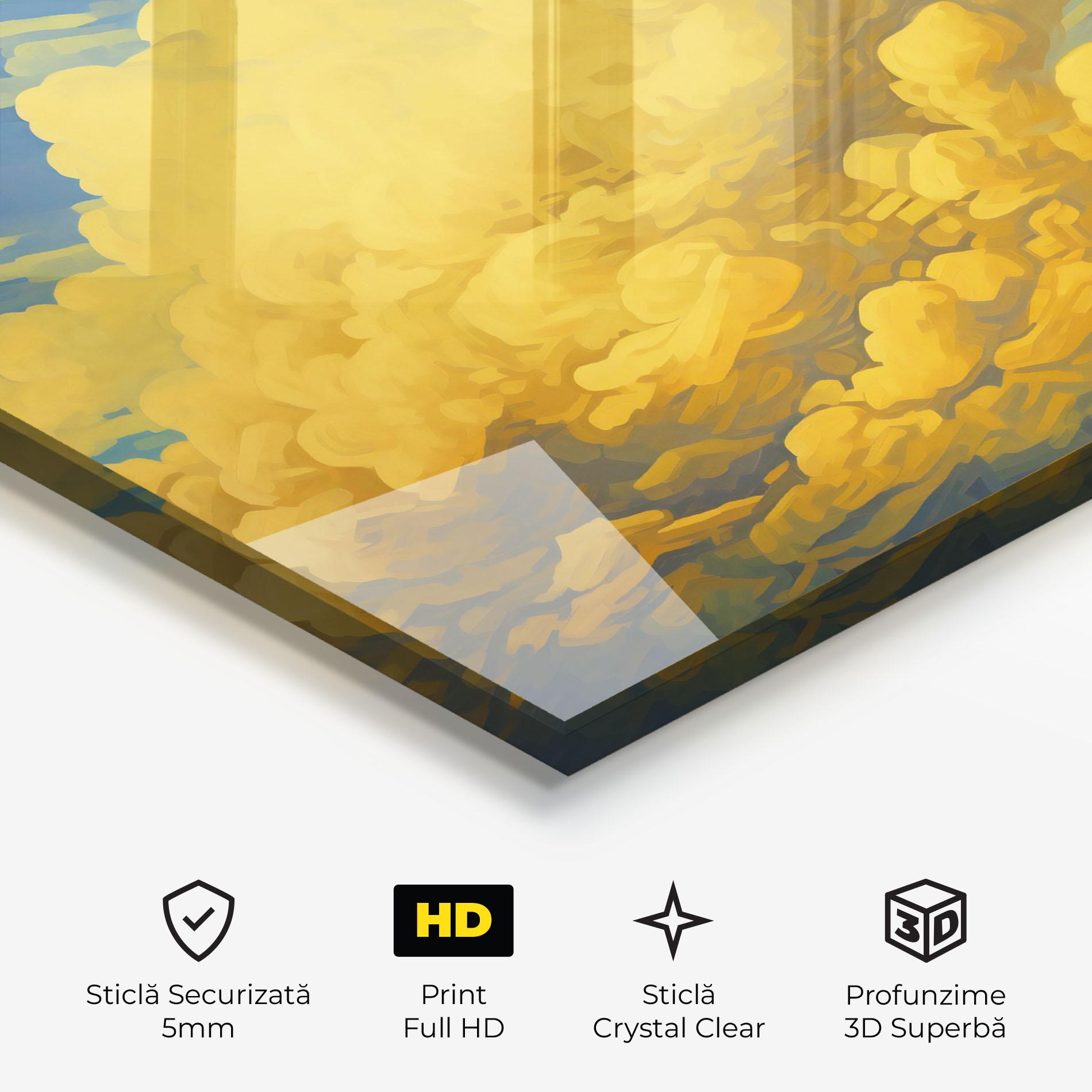 Tablou Sticla Big Yellow Cloud Art mockup 3