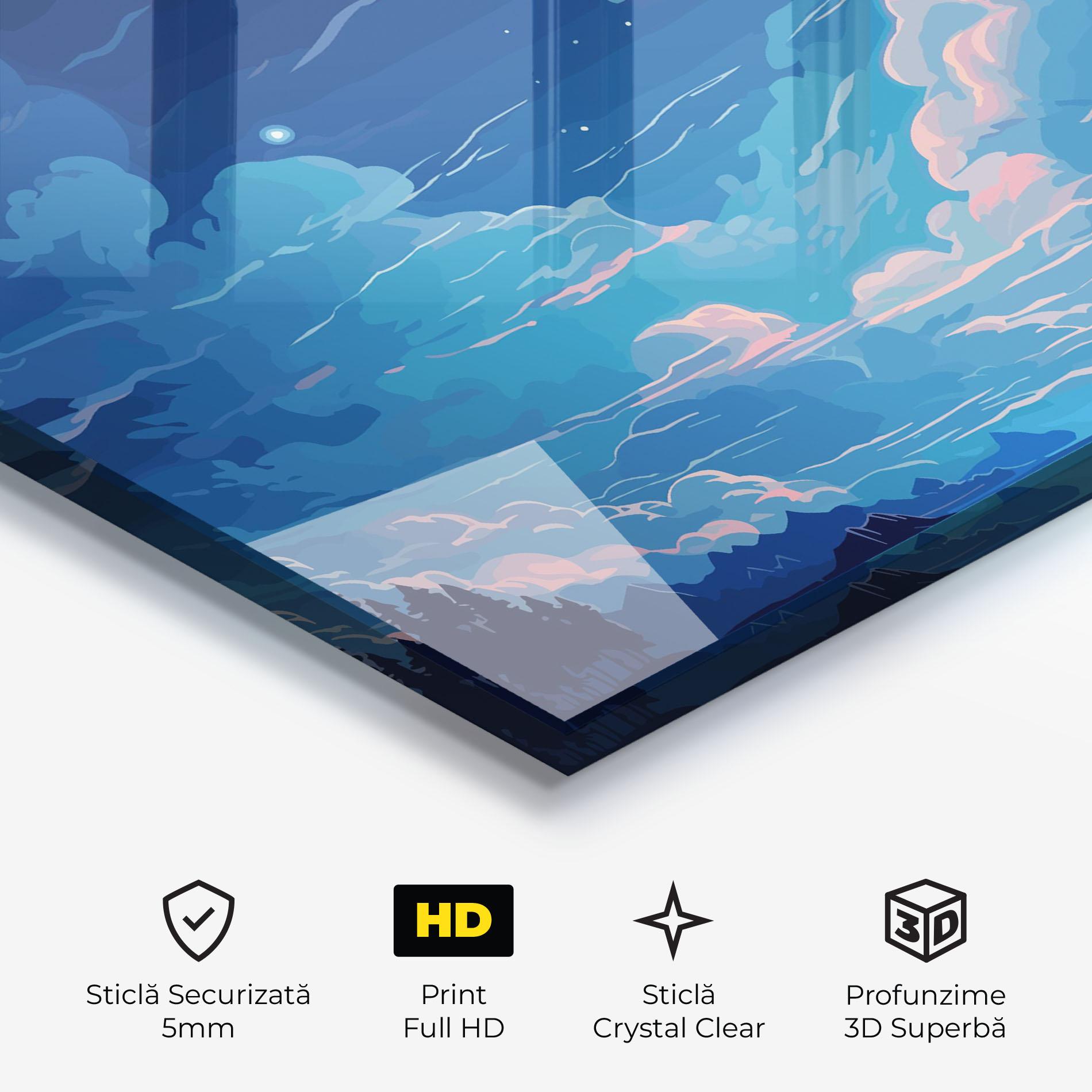 Tablou Sticla Blue Cloud Moon mockup 3
