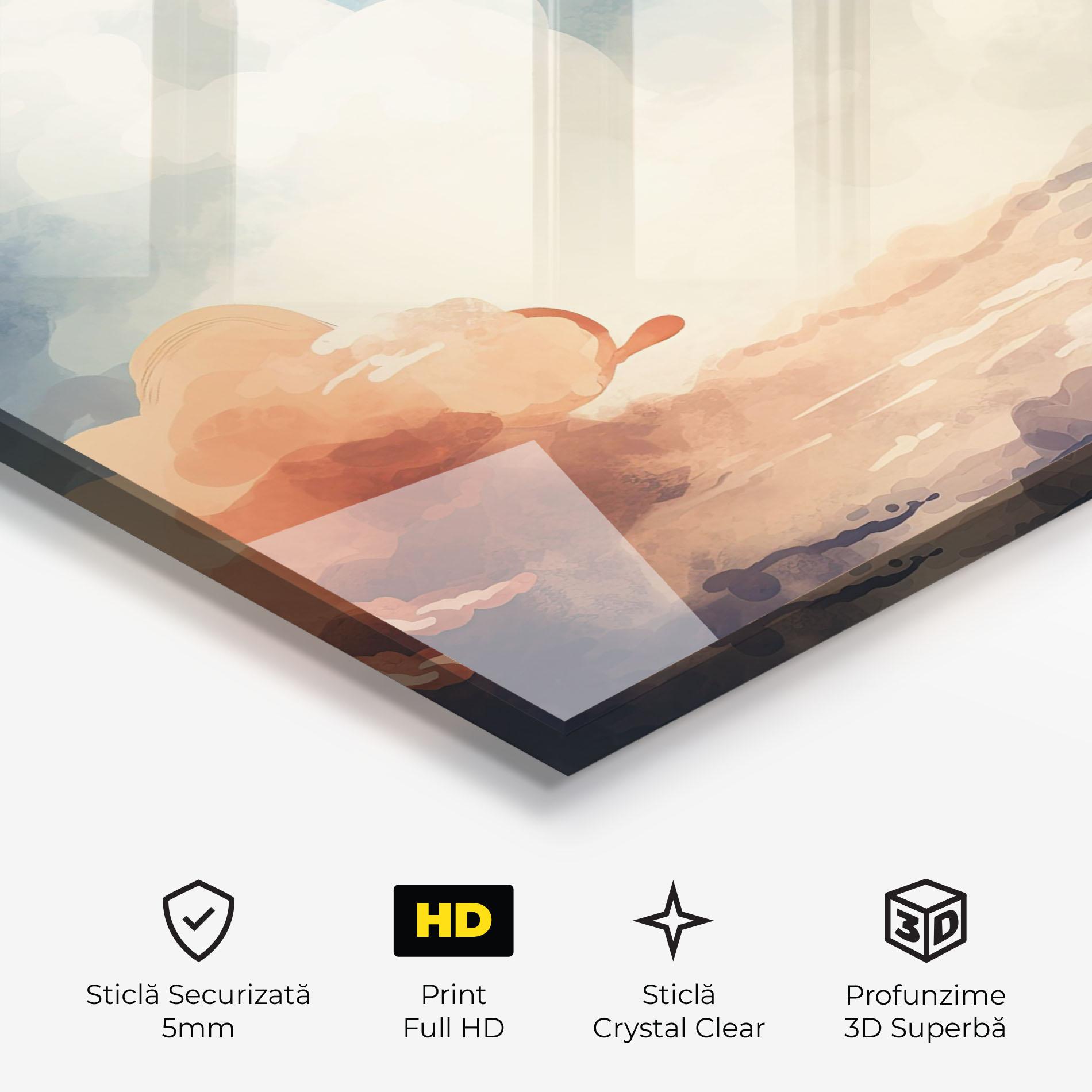 Tablou Sticla Clouds Painting mockup 3