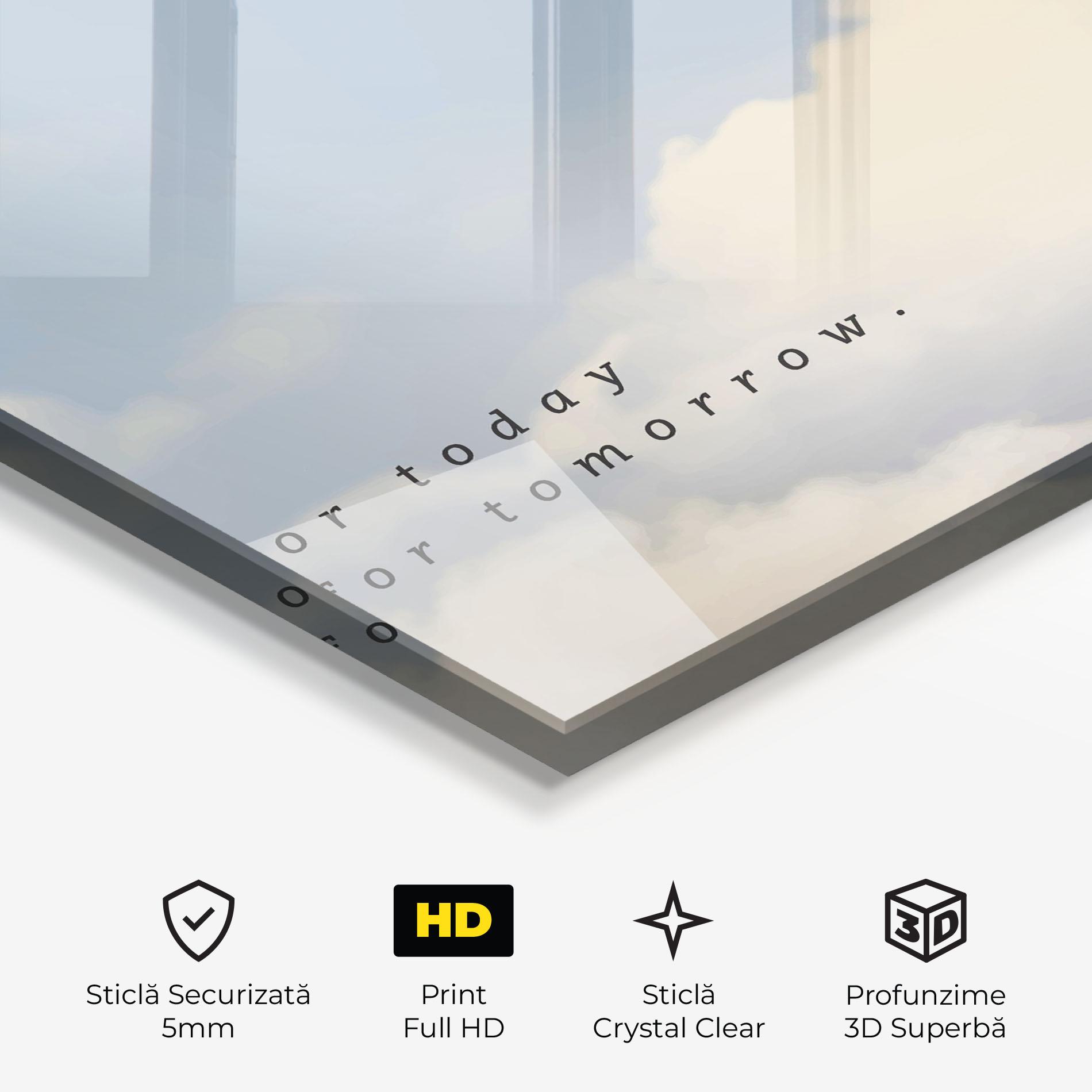 Tablou Sticla Clouds Text Blue mockup 3