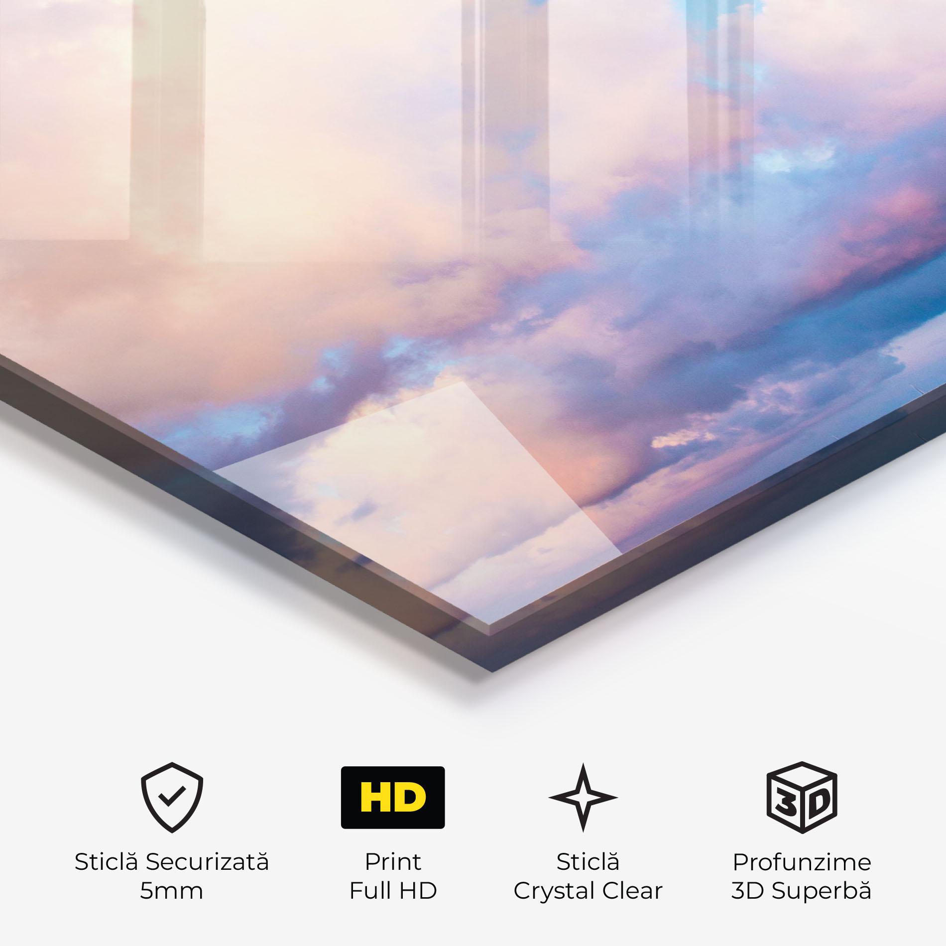 Tablou Sticla Dreamy Pink Clouds mockup 3
