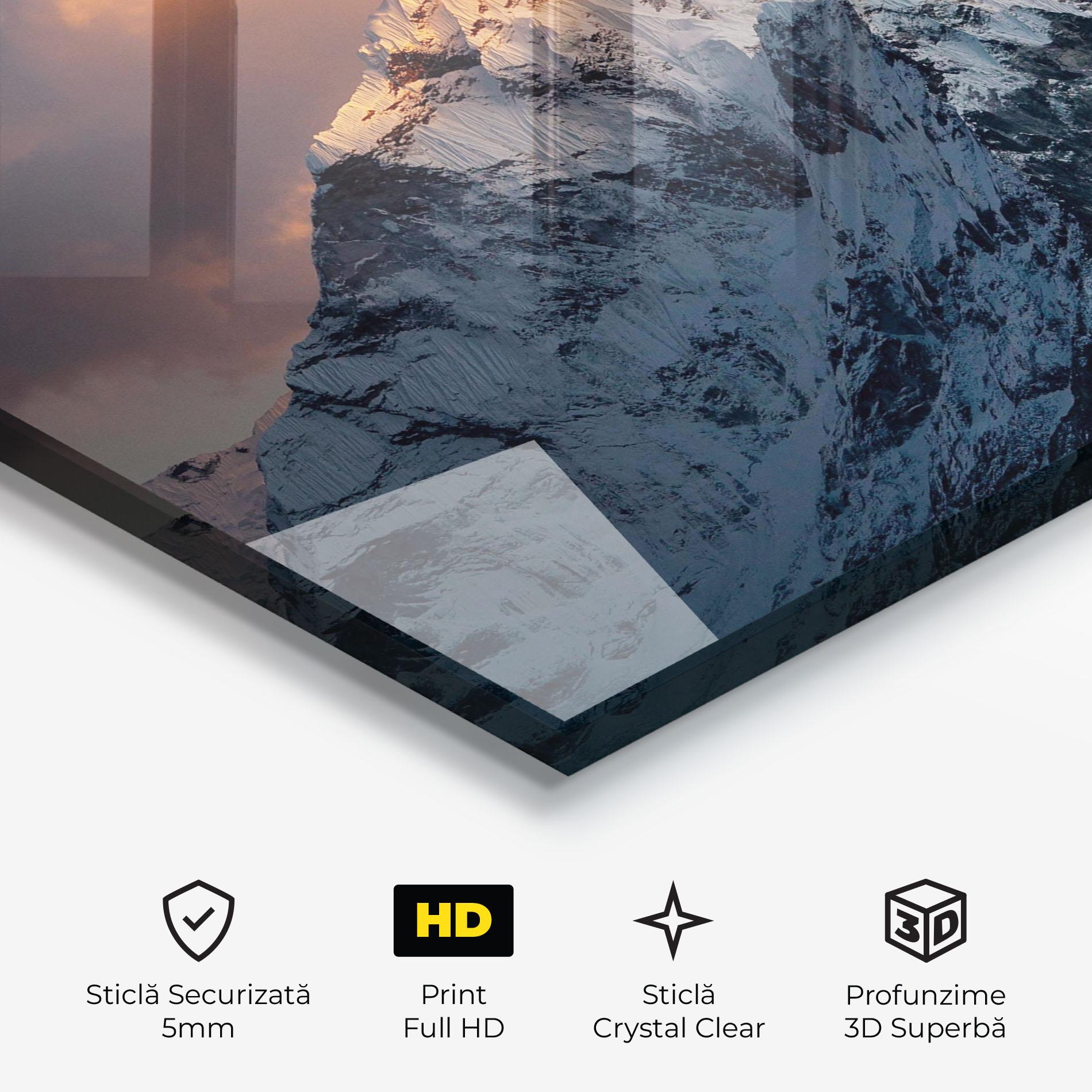 Tablou Sticla Orange Cloud Mountain mockup 3
