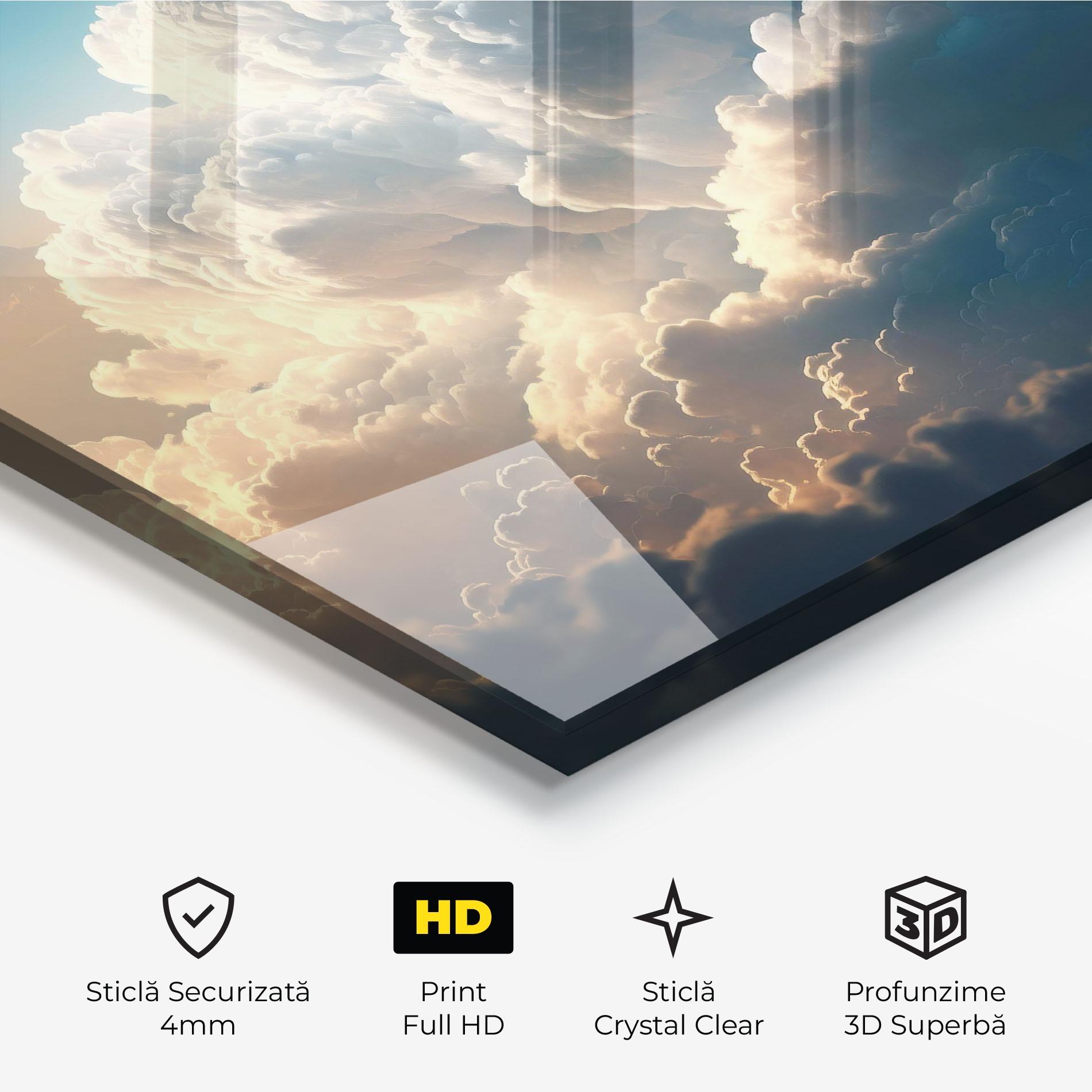 Tablou Sticla Big Puffy Clouds mockup 3