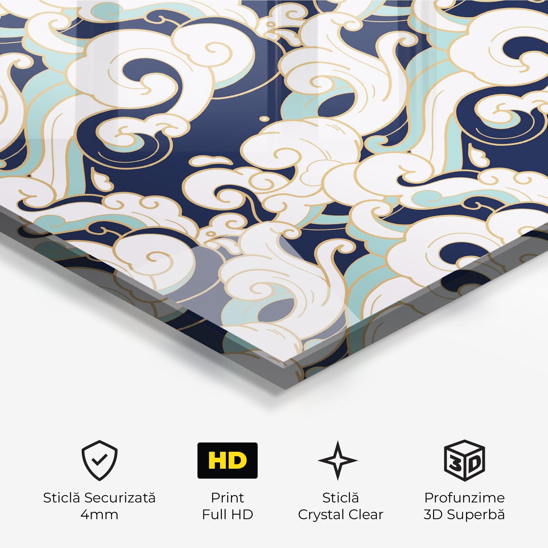 Tablou Sticla Blue Green Cloud mockup 3