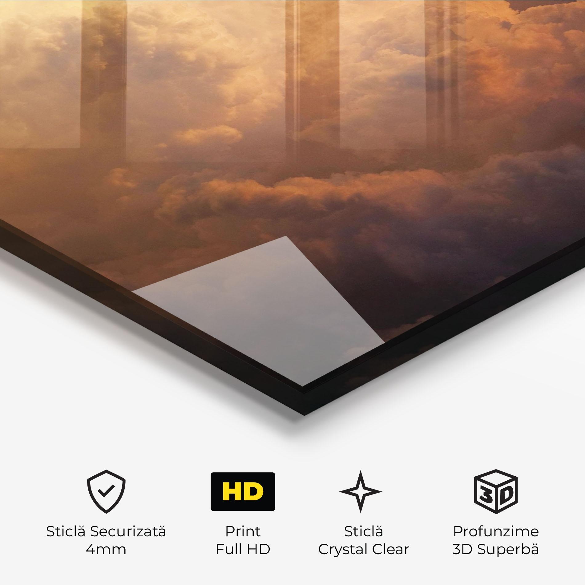 Tablou Sticla Brown Orange Clouds mockup 3