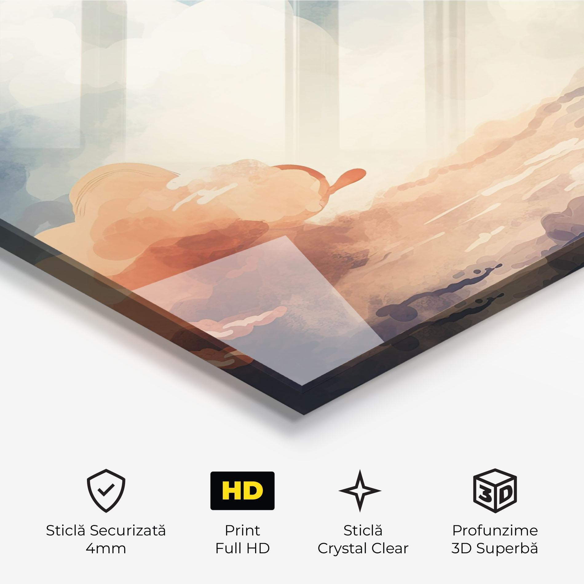Tablou Sticla Clouds Painting mockup 3