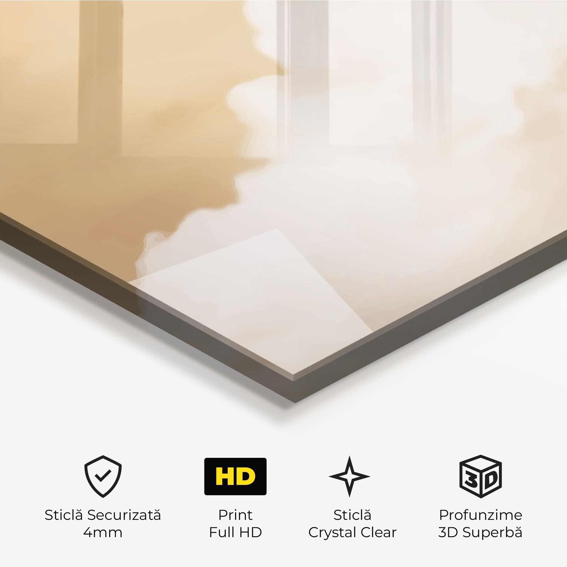 Tablou Sticla Clouds Watercolor Yellow mockup 3